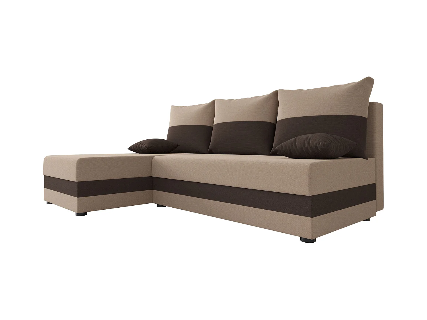 BEDANTE canapé d'angle HEWLET L Rainbow 05+41 gauche marron avec fonction de couchage canapé en forme de L