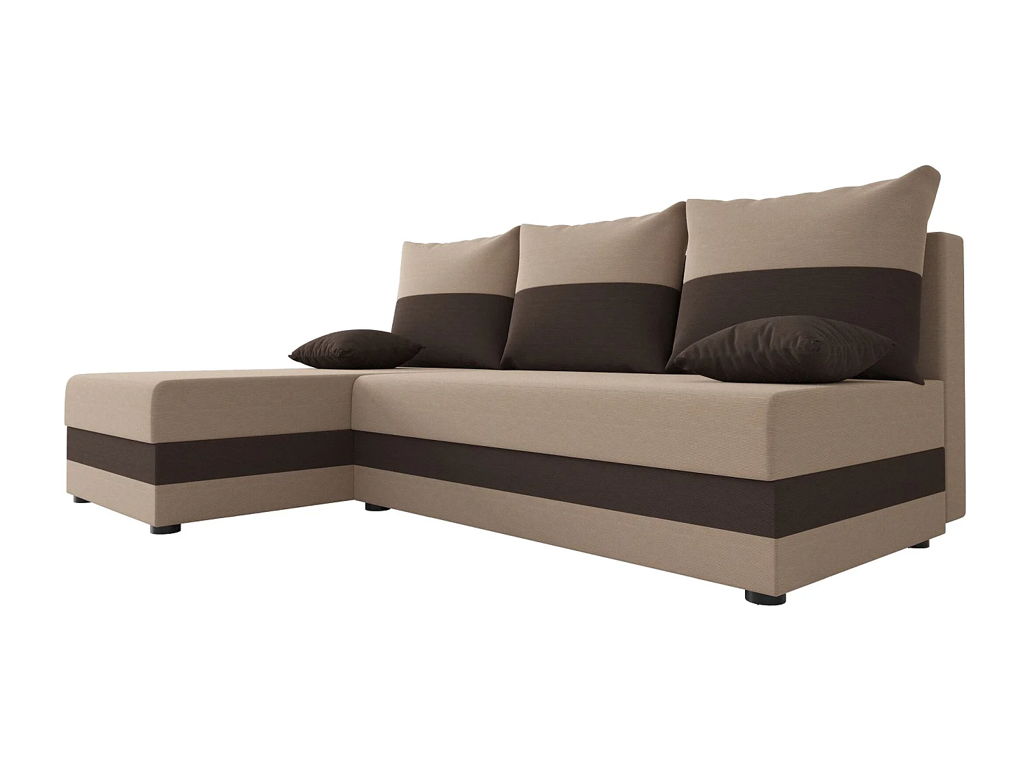 BEDANTE canapé d'angle HEWLET L Rainbow 05+41 gauche marron avec fonction de couchage canapé en forme de L