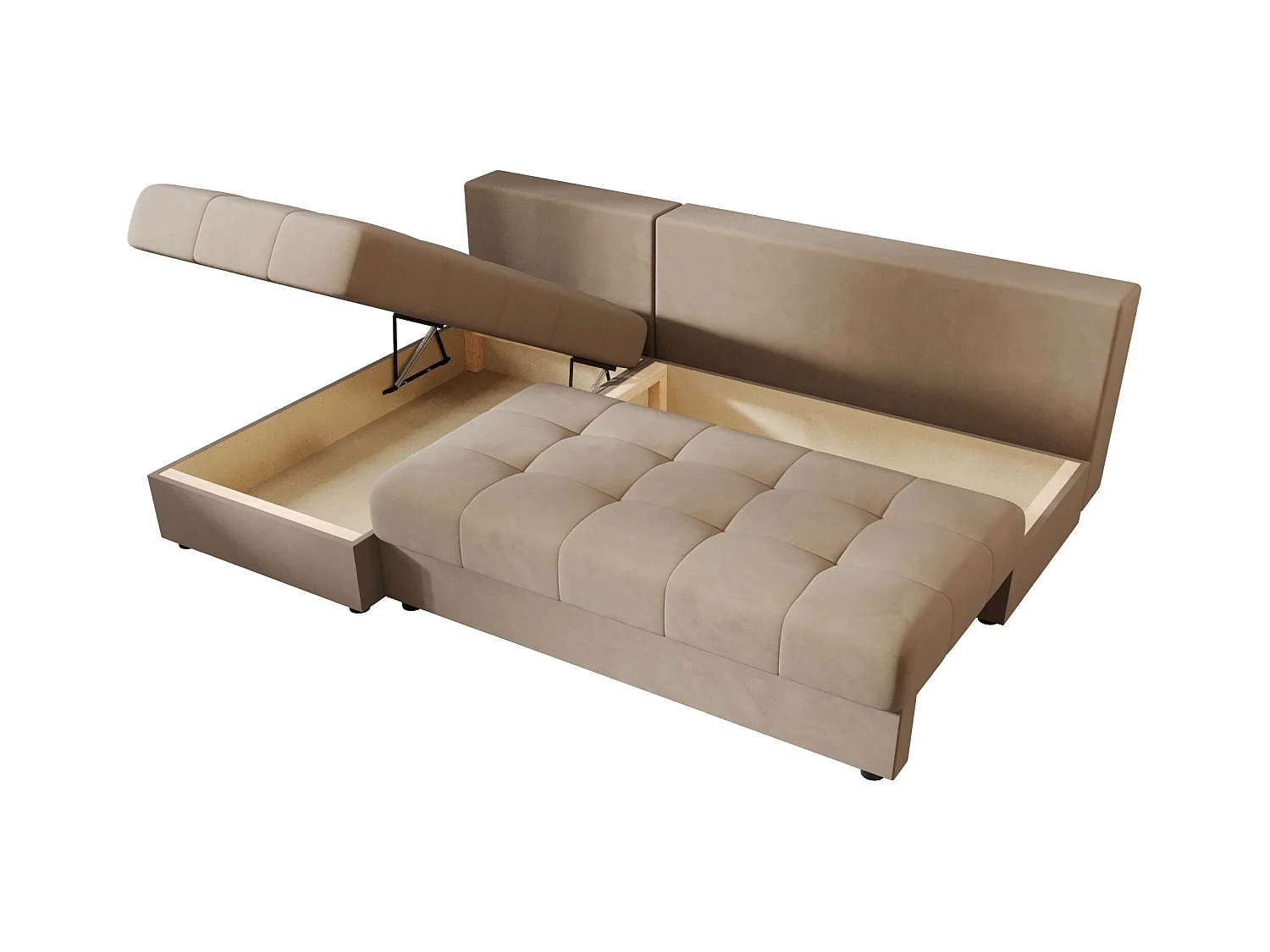 BEDANTE canapé d’angle MOS L Itaka 48 gauche marron avec fonction de couchage canapé en forme de L avec coffre de rangement