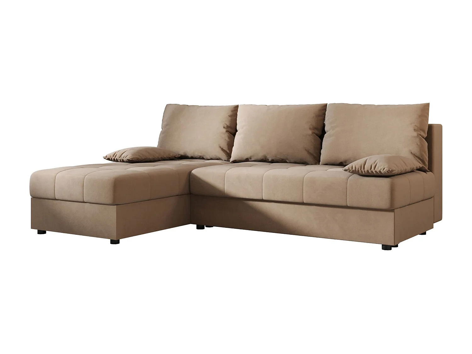 BEDANTE Ecksofa MOS L Itaka 48 Braun Links mit Schlaffunktion L-Form Sofa mit Stauraum Bettkasten Wohnzimmersofa Couch Sofa Bettsofa Bettkasten Bettcouch