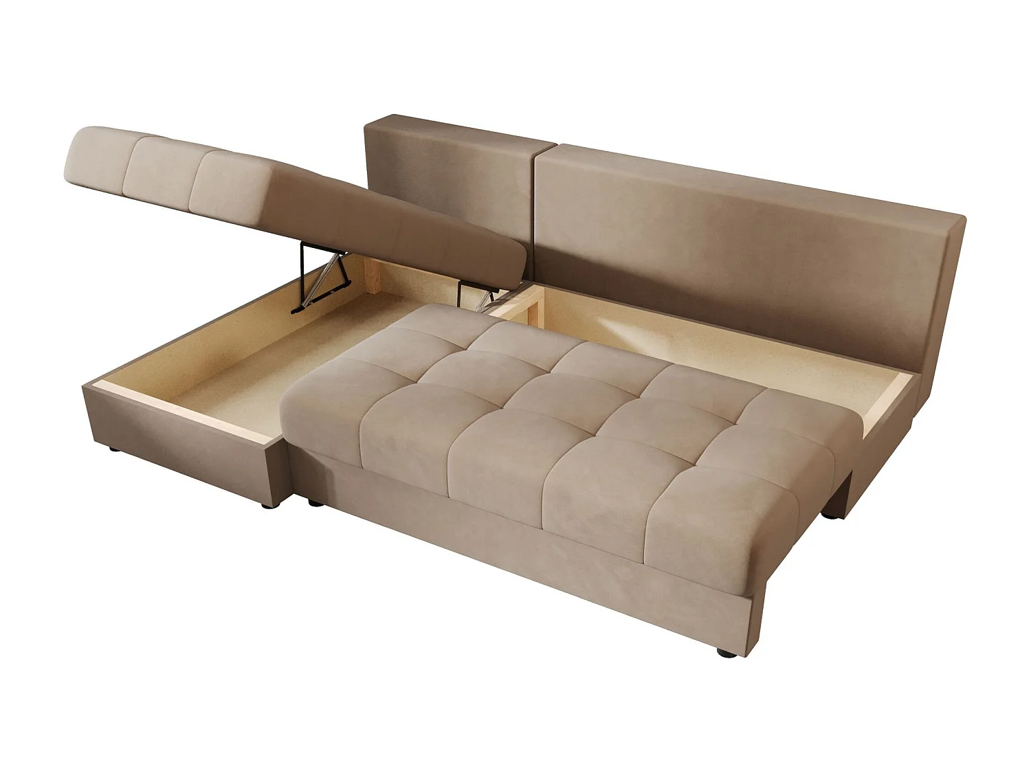 BEDANTE Ecksofa MOS L Itaka 48 Braun Links mit Schlaffunktion L-Form Sofa mit Stauraum Bettkasten Wohnzimmersofa Couch Sofa Bettsofa Bettkasten Bettcouch