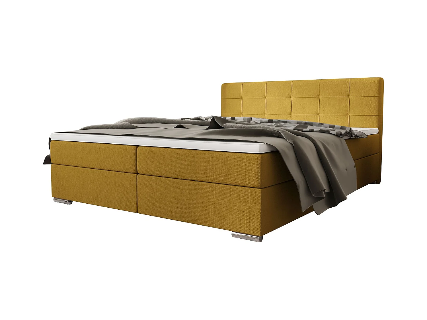 BEDANTE Boxspringbett ZILANO1 160x200 Cosmic 120 Jaune Lit Litkasten Lit double Lit d'hôtel Surmatelas Matelas Chambre à coucher Espace de rangement