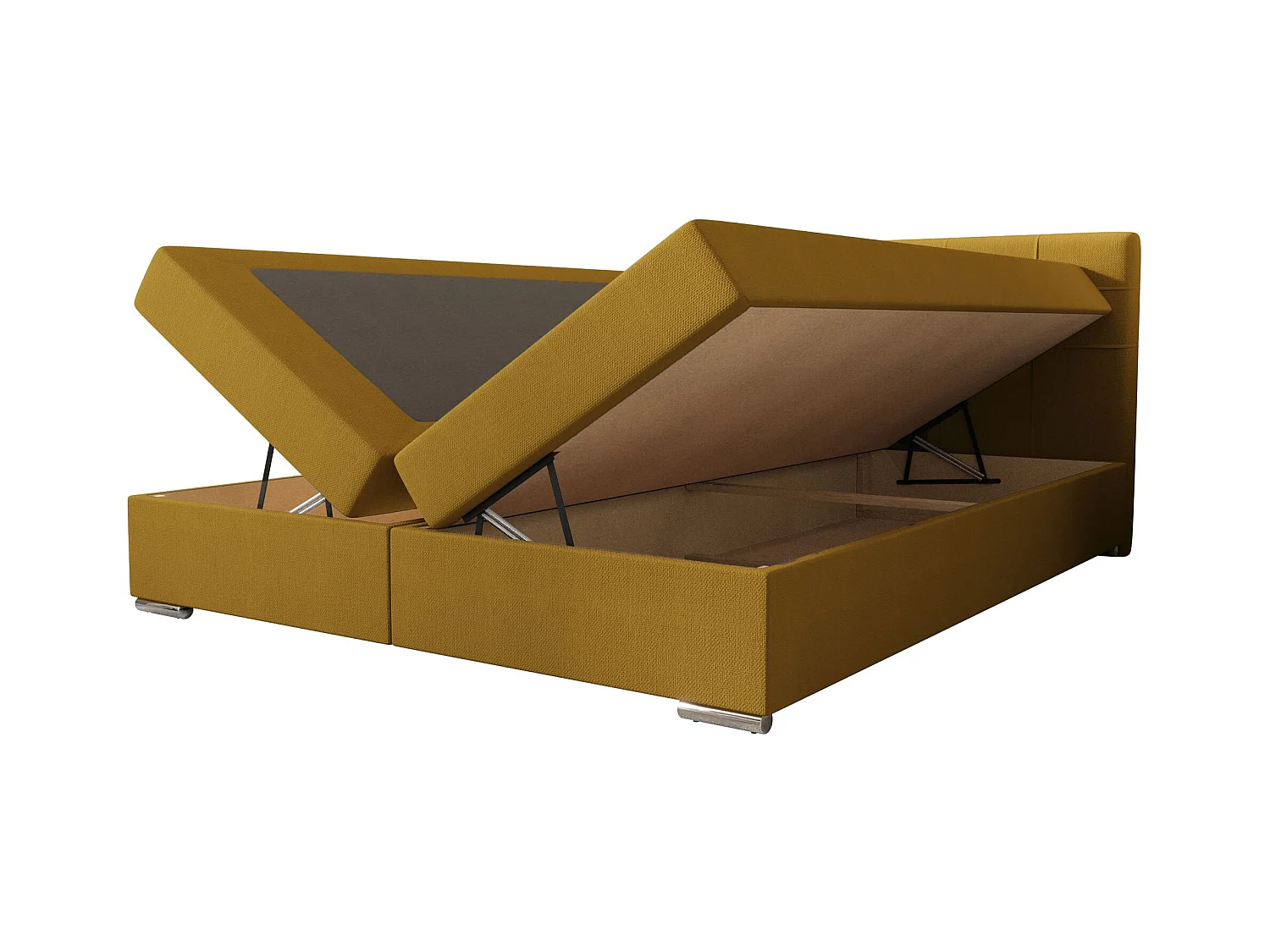 BEDANTE Boxspringbett ZILANO1 160x200 Cosmic 120 Jaune Lit Litkasten Lit double Lit d'hôtel Surmatelas Matelas Chambre à coucher Espace de rangement