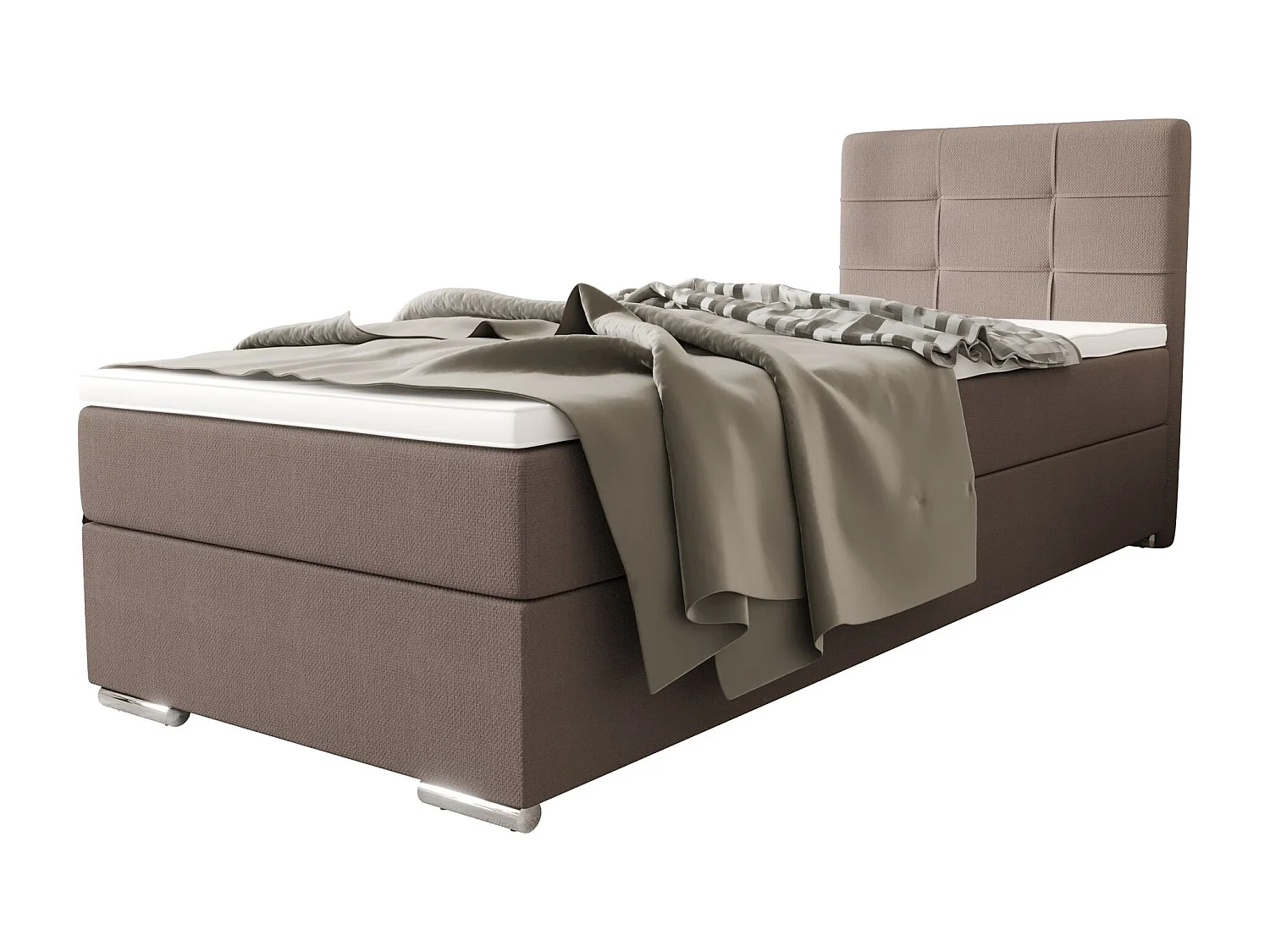 BEDANTE Boxspringbett ZAKO 1 80x200 Cosmic 808 Braun Links Öffnung Bett Bettkasten Einzellbett Hotelbett Topper Matratze Schlafzimmer Stauraum