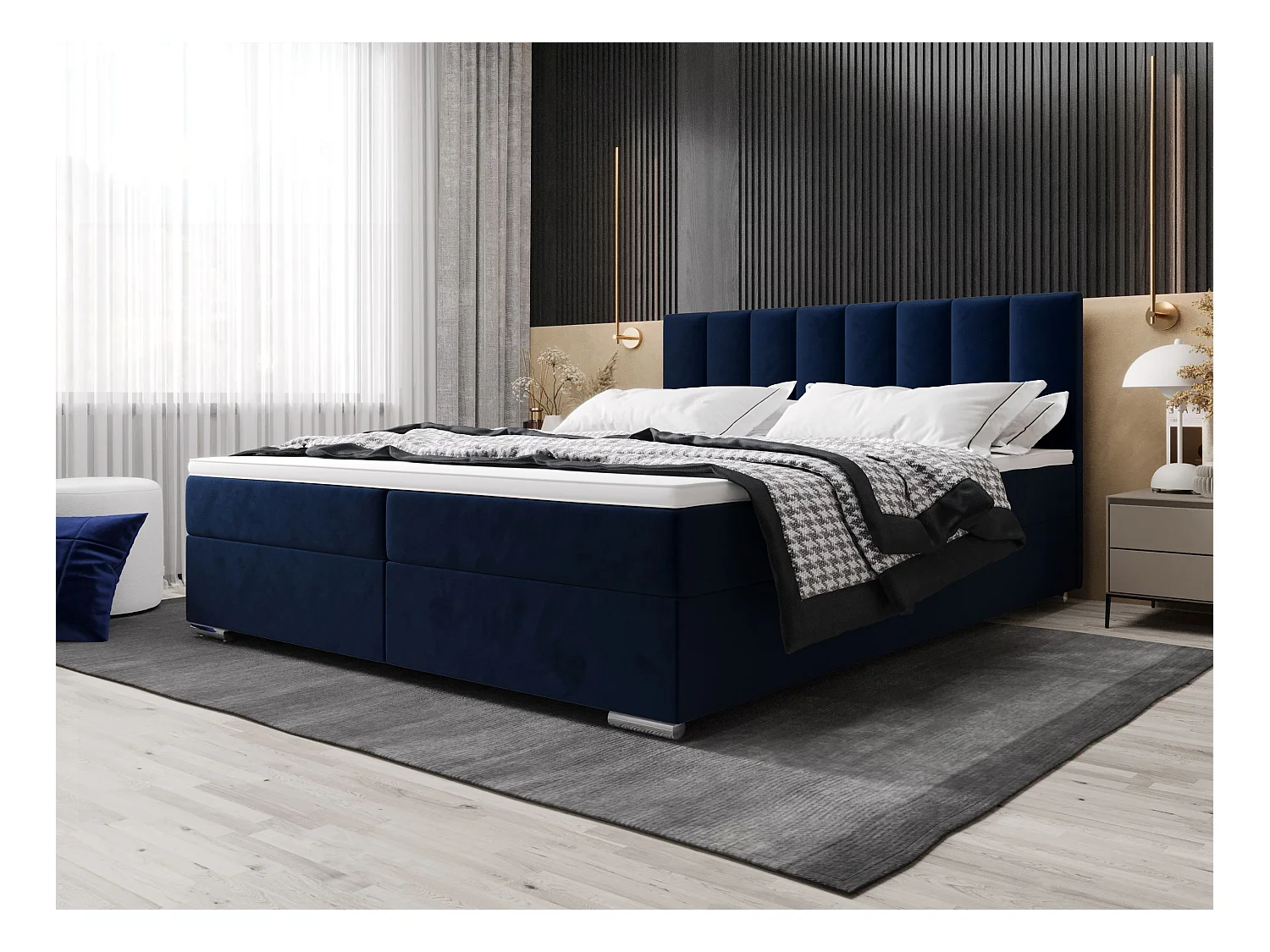 BEDANTE Boxspringbett ZILANO2 160x200 Itaka 11 Dunkelblau bed bedkasten tweepersoonsbed hotelbed topper matras slaapkamer opbergruimte