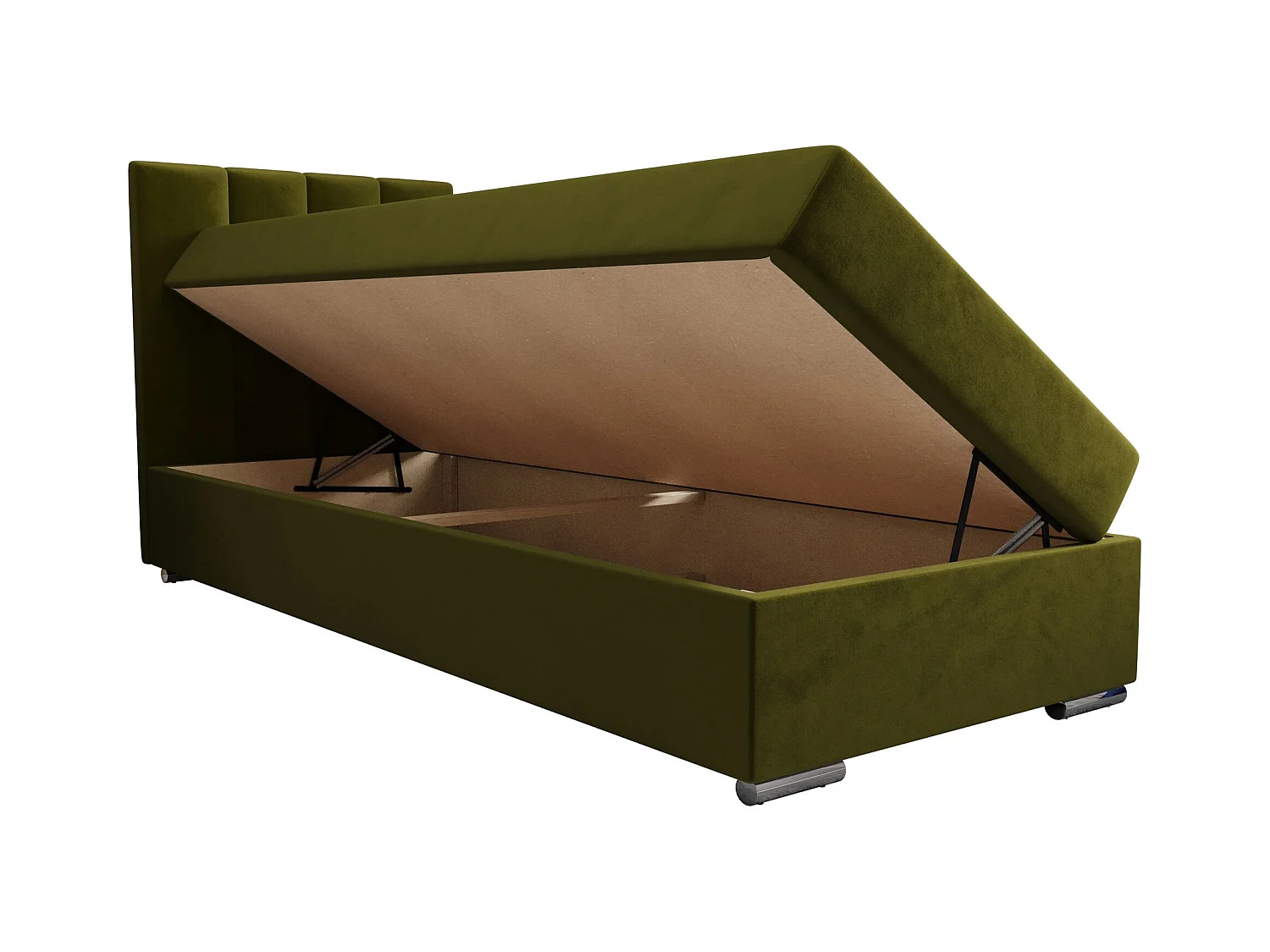 BEDANTE Lit boxspring ZAKO 2 80x200 Itaka 65 Vert Lit Ouverture à gauche Lit Litkasten