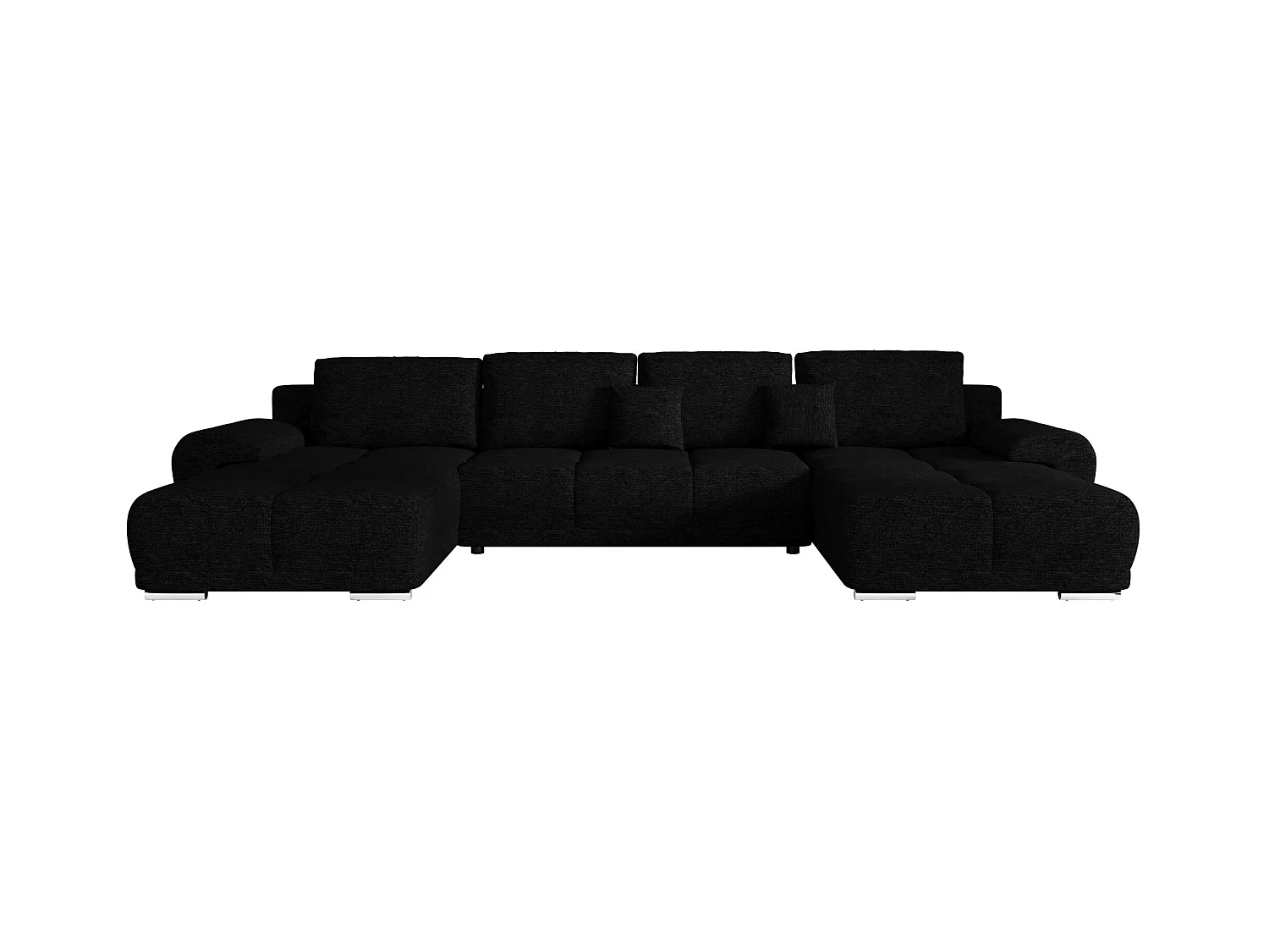 BEDANTE canapé d'angle BEGA U Links ARAGON 99 noir avec fonction de couchage canapé en forme de U avec coffre de rangement