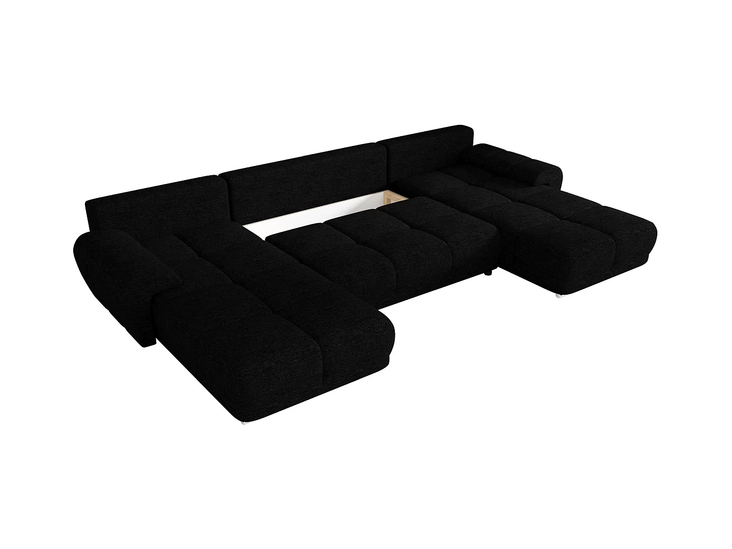 BEDANTE canapé d'angle BEGA U Links ARAGON 99 noir avec fonction de couchage canapé en forme de U avec coffre de rangement