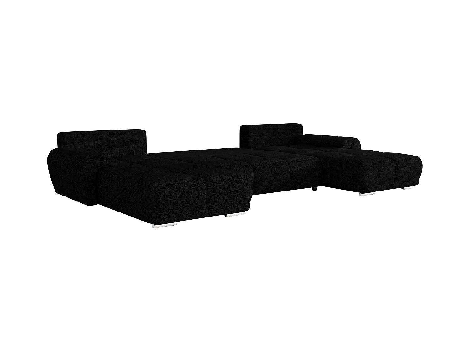 BEDANTE canapé d'angle BEGA U Links ARAGON 99 noir avec fonction de couchage canapé en forme de U avec coffre de rangement