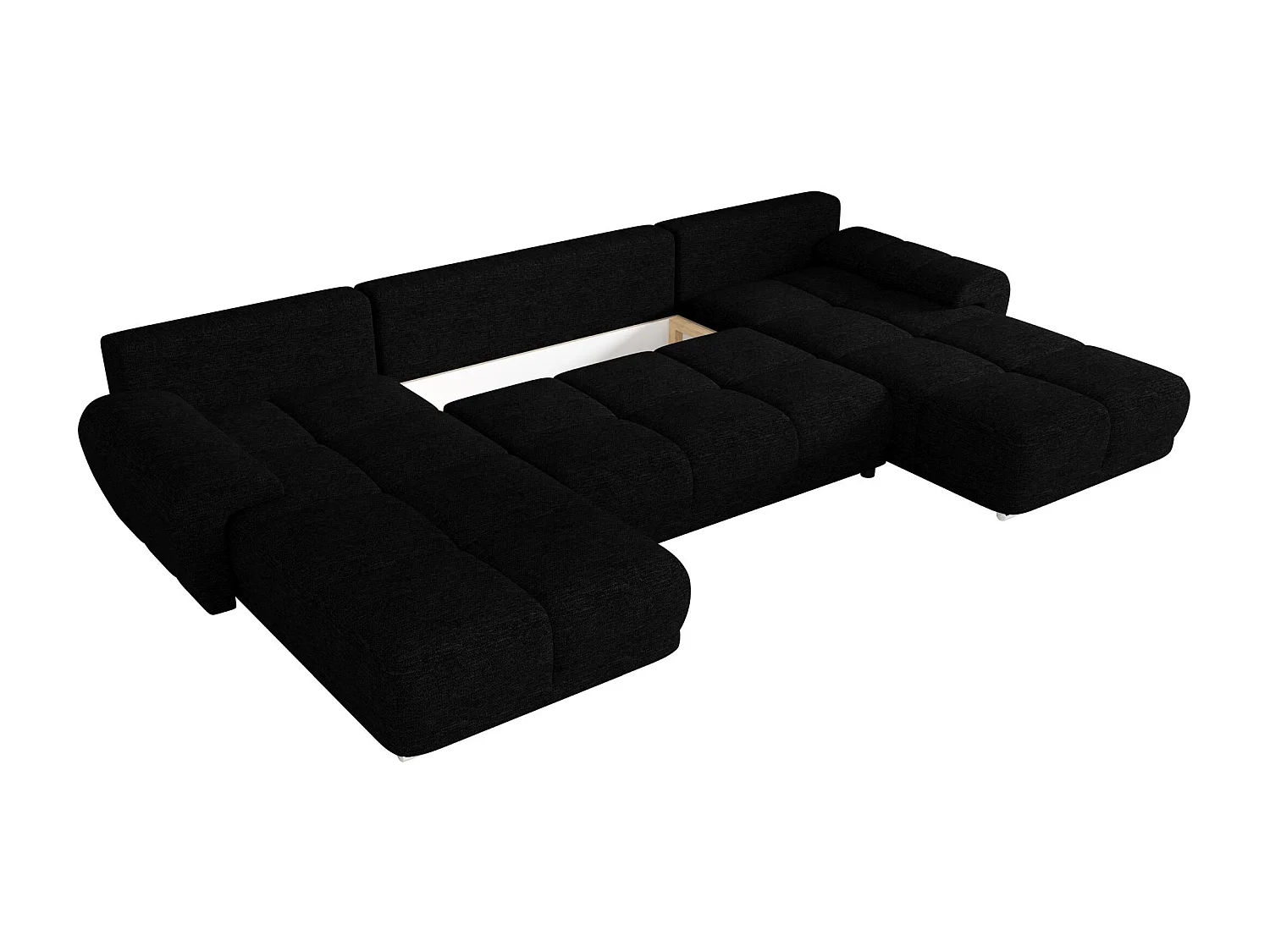 BEDANTE canapé d'angle BEGA U Links ARAGON 99 noir avec fonction de couchage canapé en forme de U avec coffre de rangement