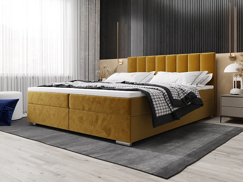 BEDANTE Boxspringbett ZAKO 2 180x200 Itaka 33 Orange Bett Bettkasten Ehebett Hotelbett Topper Matratze Schlafzimmer Stauraum