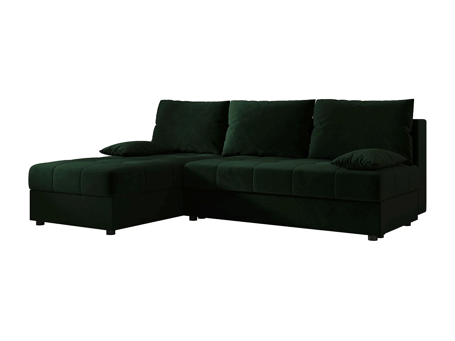 BEDANTE canapé d’angle MOS L Itaka 10 gauche vert foncé avec fonction de couchage canapé en forme de L avec coffre de rangement