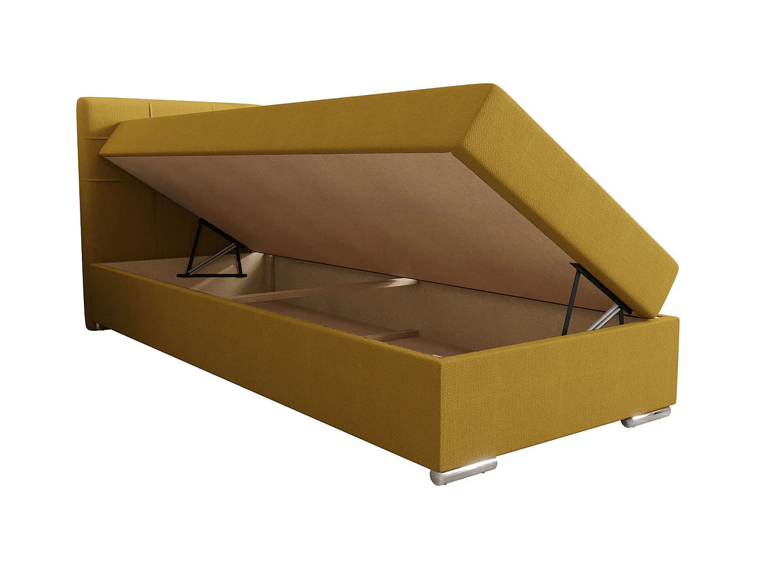 BEDANTE Lit boxspring ZAKO 1 90x200 Cosmic 120 Jaune Ouverture à gauche Lit Litkasten