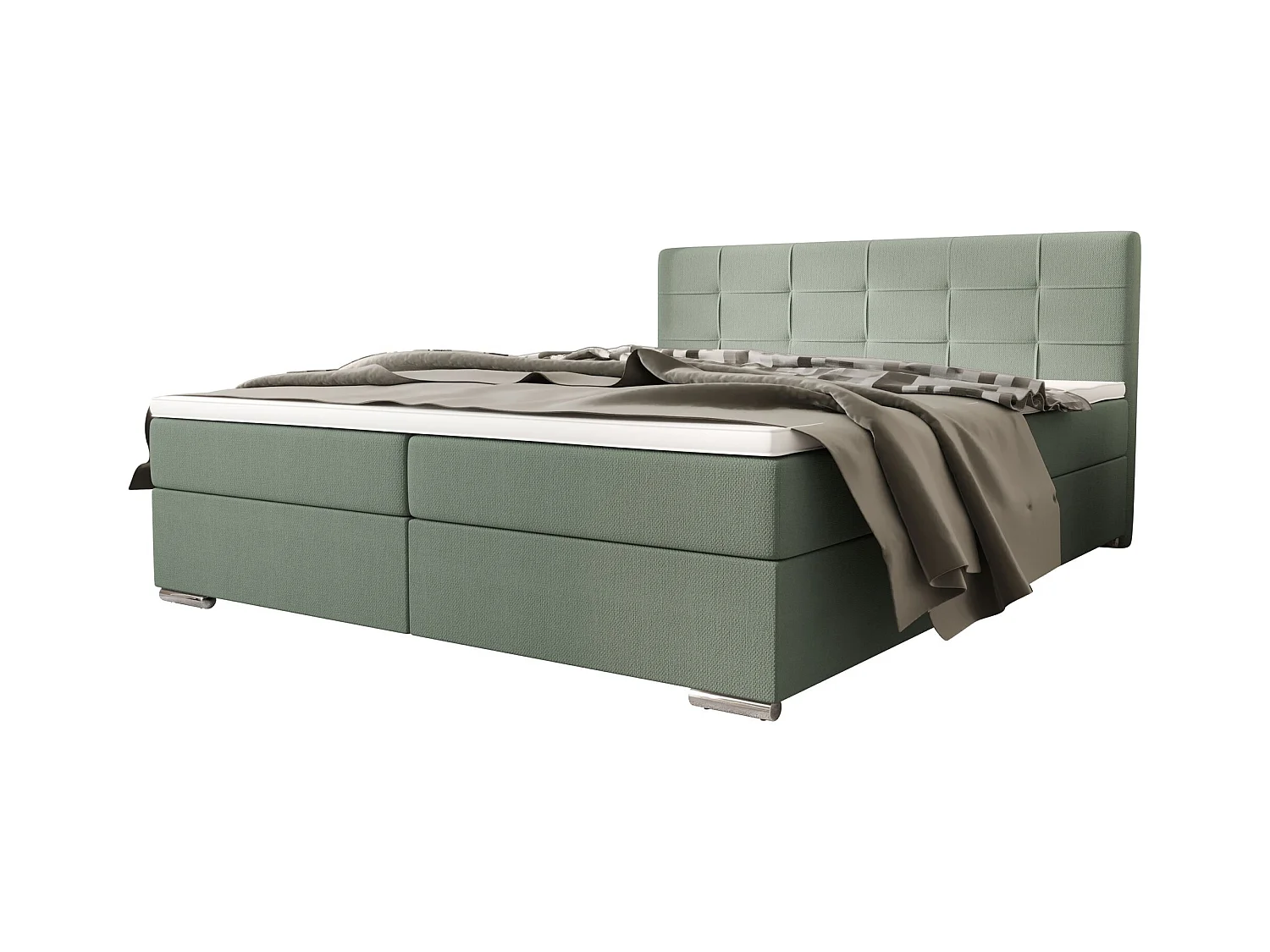 BEDANTE lit à sommier tapissier ZAKO 1 140x200 Cosmic 16 Vert clair Lit Litkasten