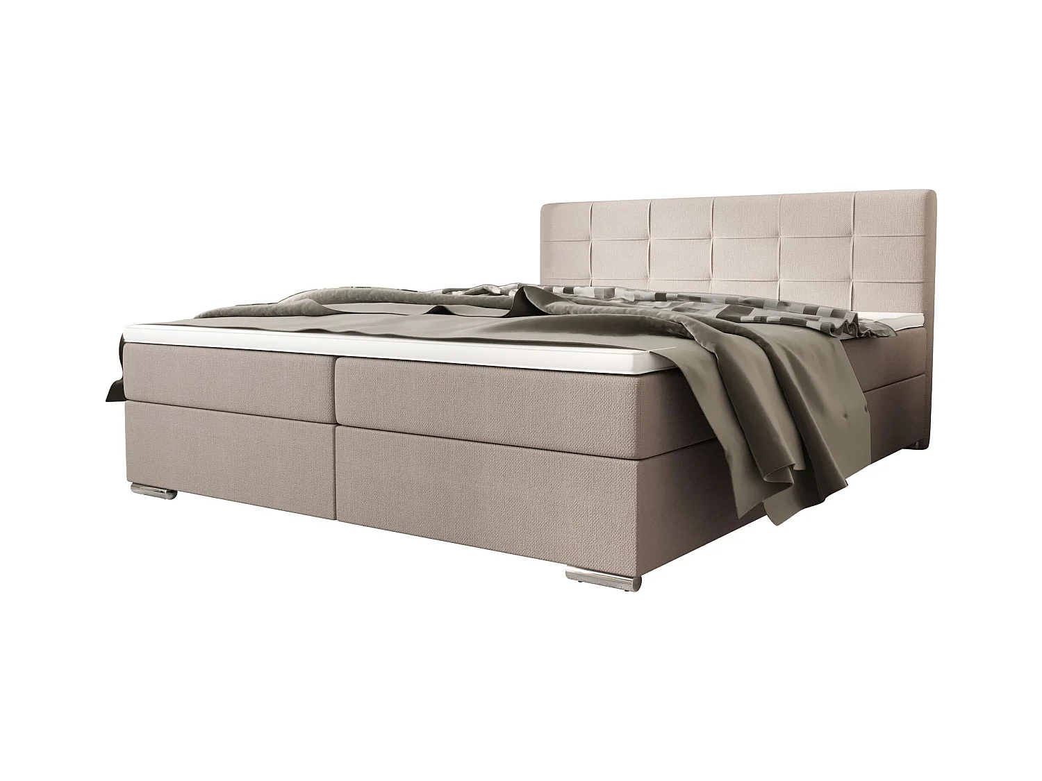 BEDANTE lit à sommier tapissier ZAKO 1 140x200 Cosmic 10 Beige Lit Litkasten
