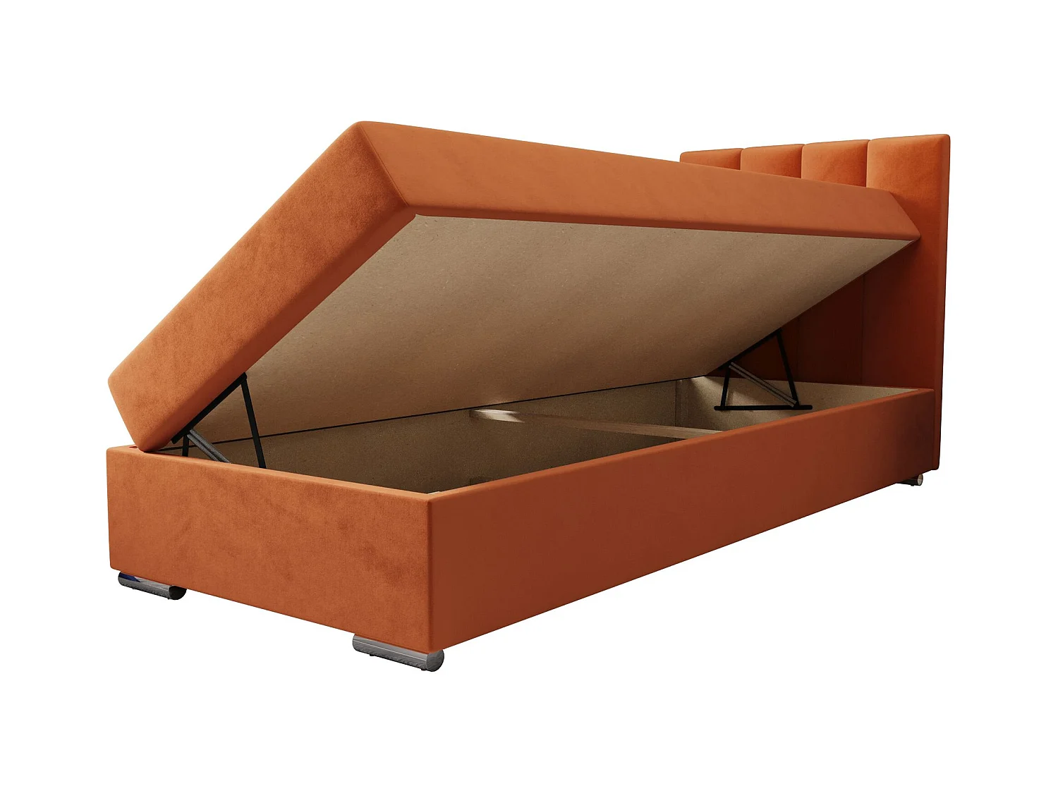 BEDANTE Lit boxspring ZAKO 2 90x200 Itaka 1 Marron Lit Ouverture à droite Lit Litkasten