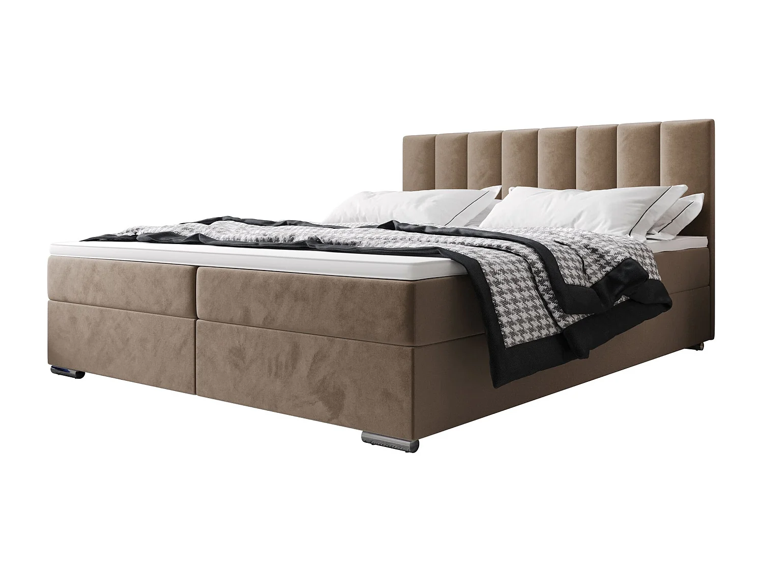 BEDANTE lit à sommier tapissier ZAKO 2 140x200 Itaka 48 Hellbraun lit litkasten