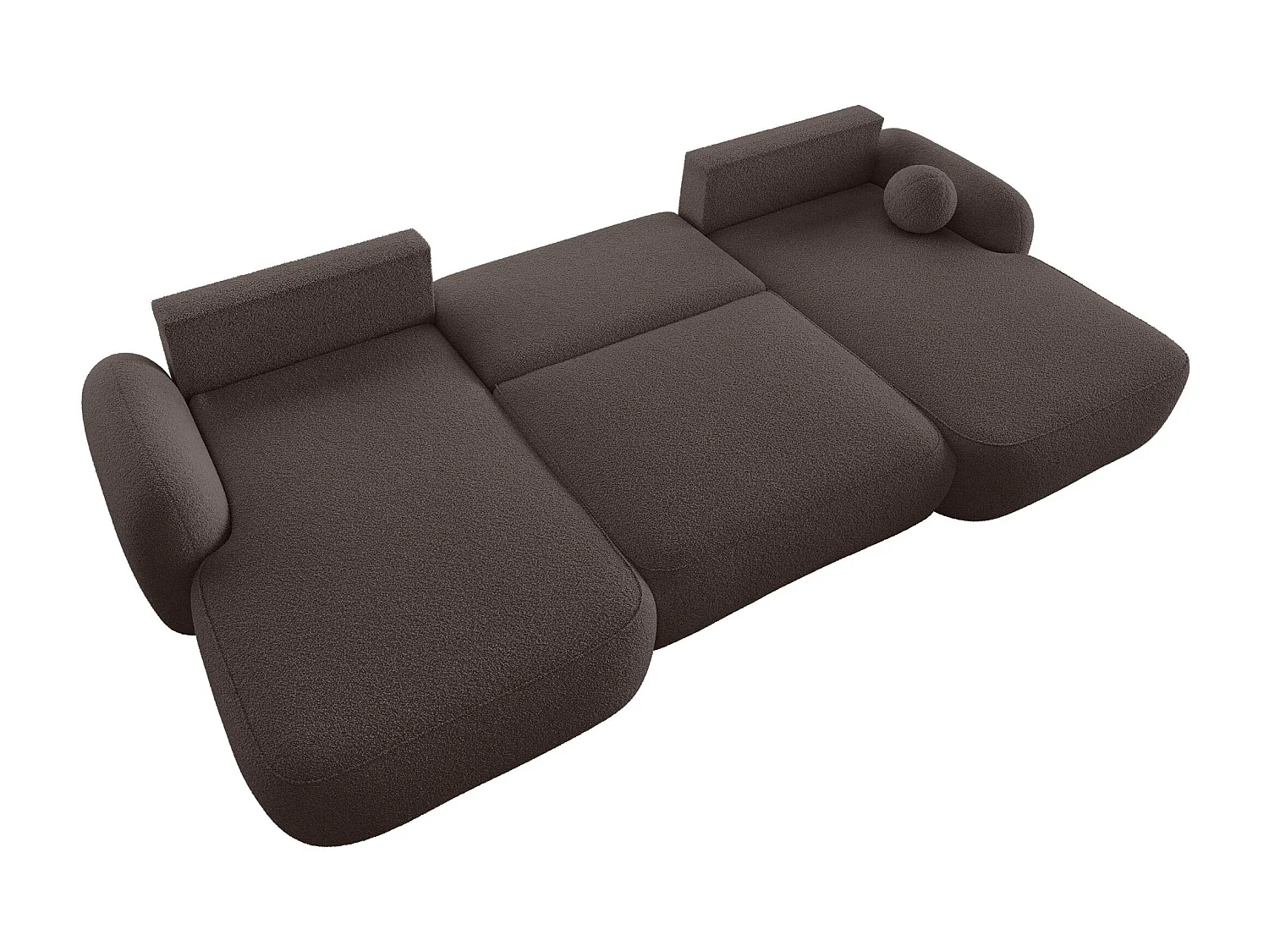 BEDANTE Canapé d’angle en U MOLLY U TERRA FROTTE 29 marron avec fonction lit avec coffre de rangement