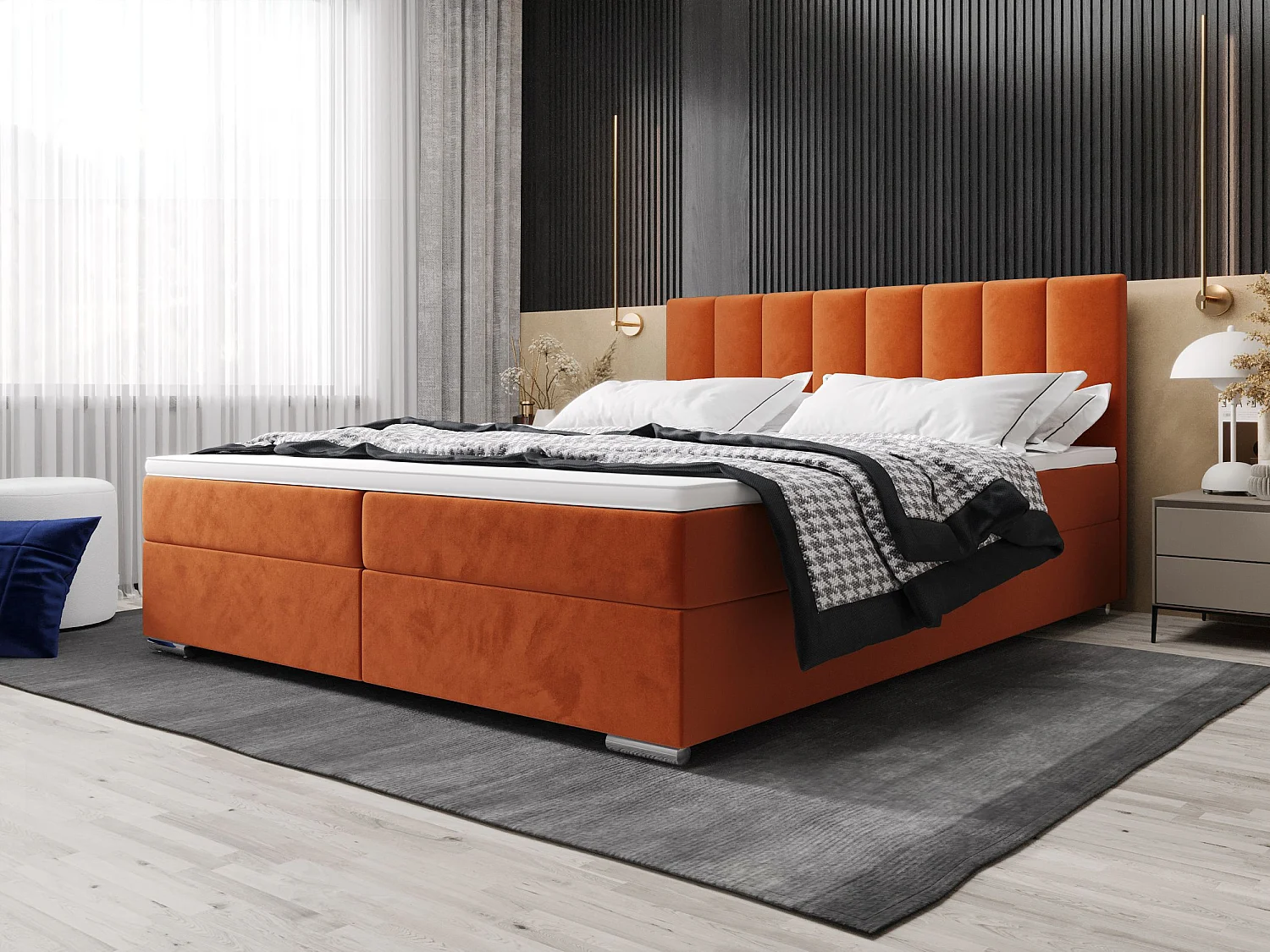 BEDANTE lit à sommier tapissier ZAKO 2 160x200 Itaka 1 Braun lit litkasten