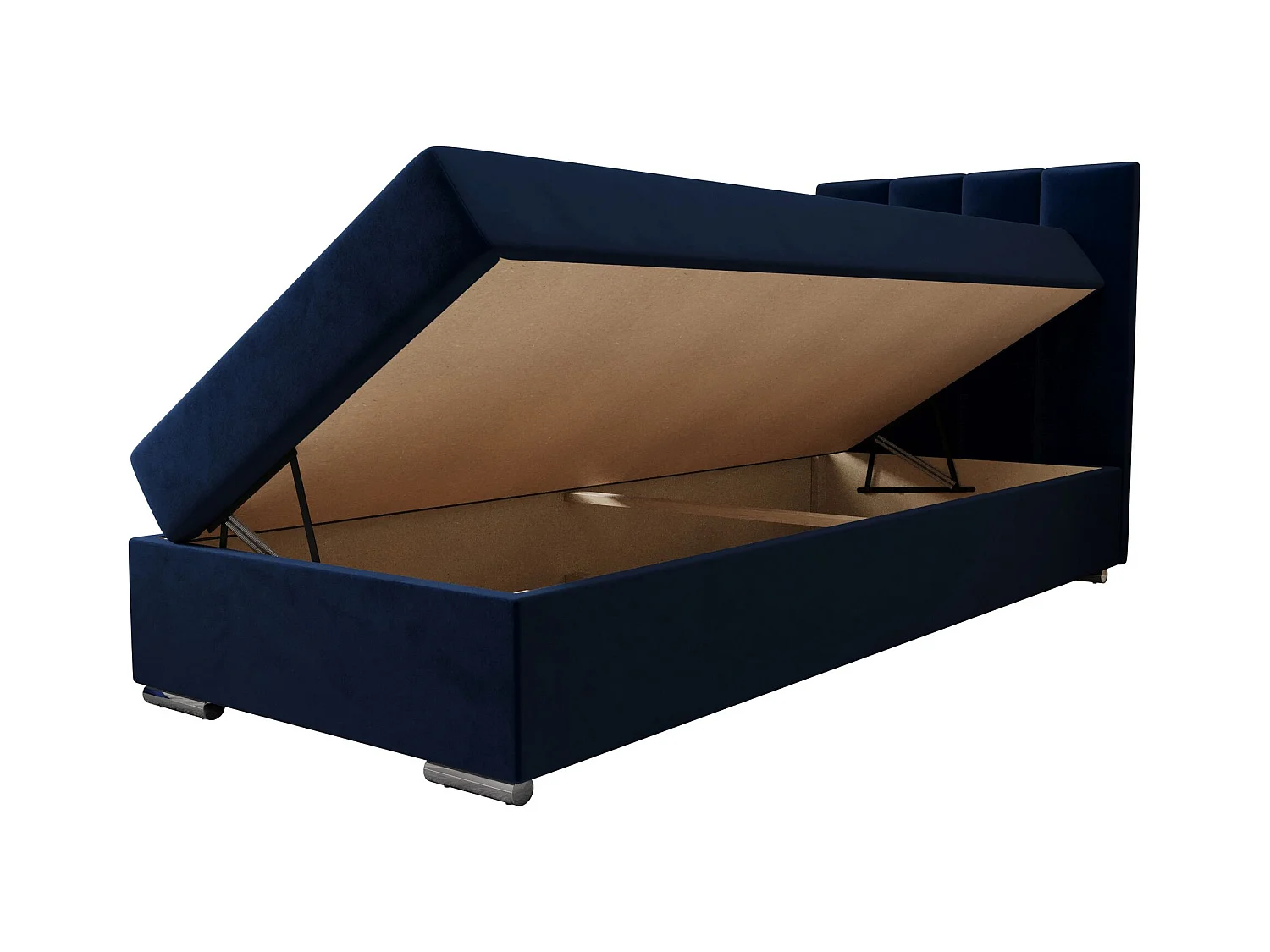BEDANTE Lit boxspring ZAKO 2 90x200 Itaka 11 Bleu foncé Lit Ouverture à droite Lit Litkasten