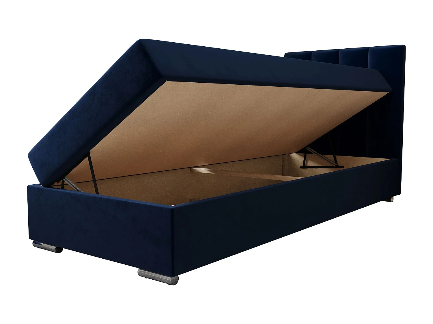 BEDANTE Boxspringbett ZAKO 2 90x200 Itaka 11 Dunkelblau Bett Rechts Öffnung Bett Bettkasten Einzellbett Hotelbett Topper Matratze Schlafzimmer Stauraum