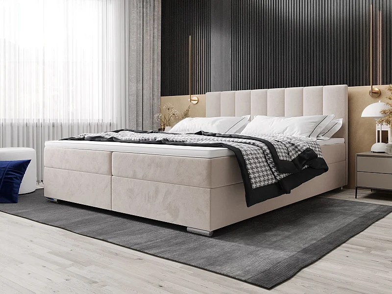 BEDANTE Boxspringbett ZAKO 2 140x200 Itaka 16 Creme Bett Bettkasten Ehebett Hotelbett Topper Matratze Schlafzimmer Stauraum