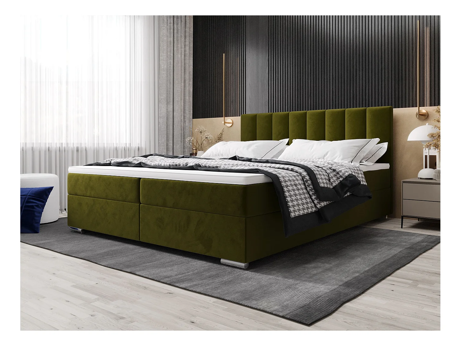 BEDANTE Boxspringbett ZILANO2 160x200 Itaka 65 Grün bed bedkasten tweepersoonsbed hotelbed topper matras slaapkamer opbergruimte