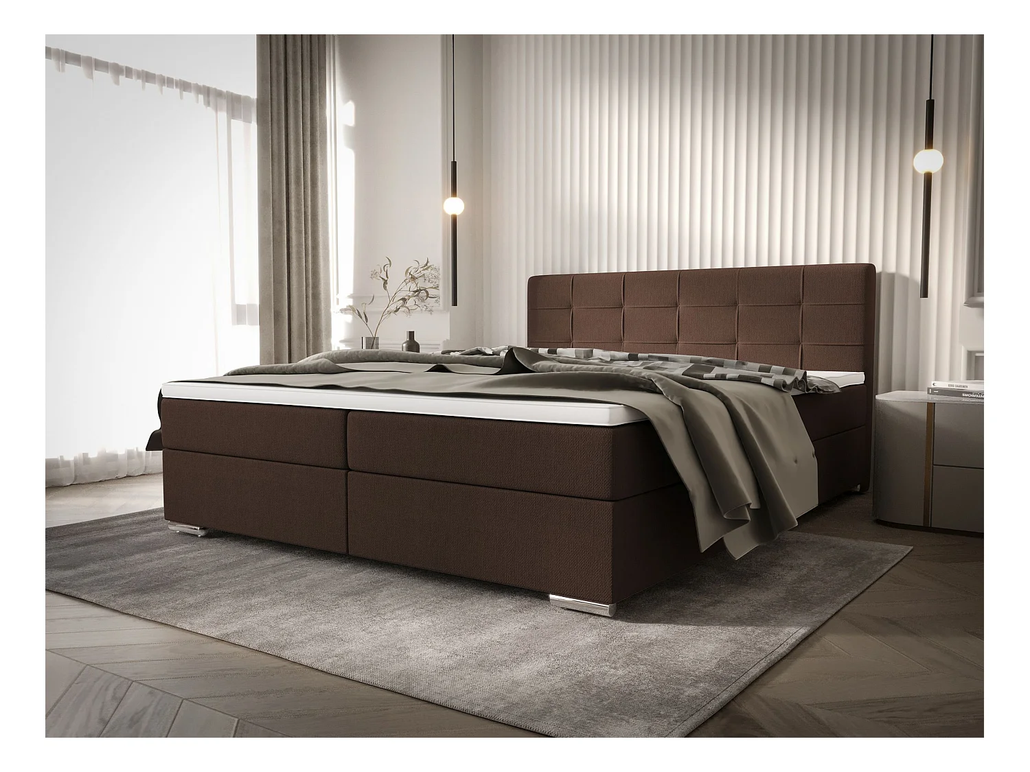 BEDANTE lit à sommier tapissier ZAKO 1 140x200 Cosmic 800 Marron foncé Lit Litkasten