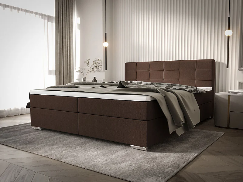 BEDANTE Boxspringbett ZAKO 1 140x200 Cosmic 800 Dunkelbraun Bett Bettkasten Ehebett Hotelbett Topper Matratze Schlafzimmer Stauraum