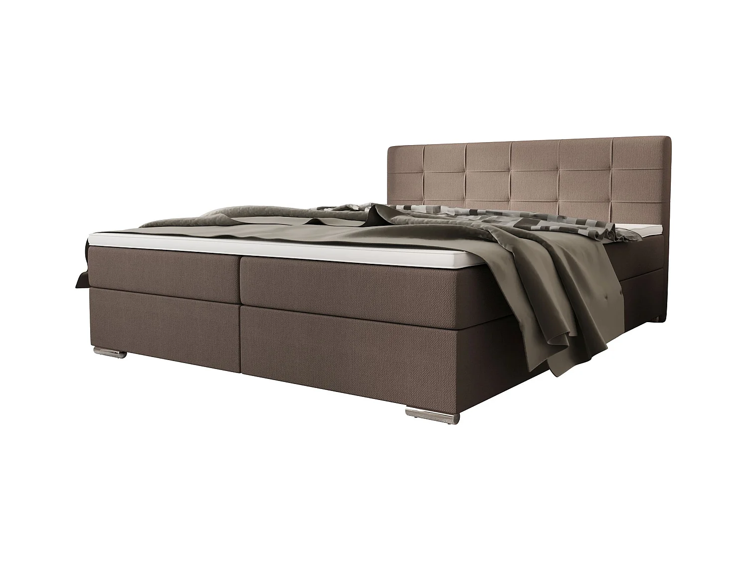 BEDANTE Boxspringbett ZILANO1 160x200 Cosmic 808 Marron Lit Litkasten Lit double Lit d'hôtel Surmatelas Matelas Chambre à coucher Espace de rangement