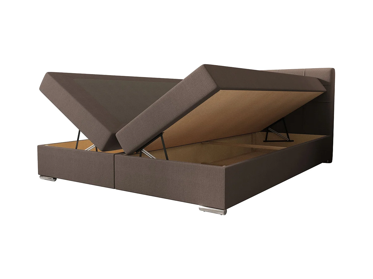 BEDANTE Boxspringbett ZILANO1 160x200 Cosmic 808 Marron Lit Litkasten Lit double Lit d'hôtel Surmatelas Matelas Chambre à coucher Espace de rangement