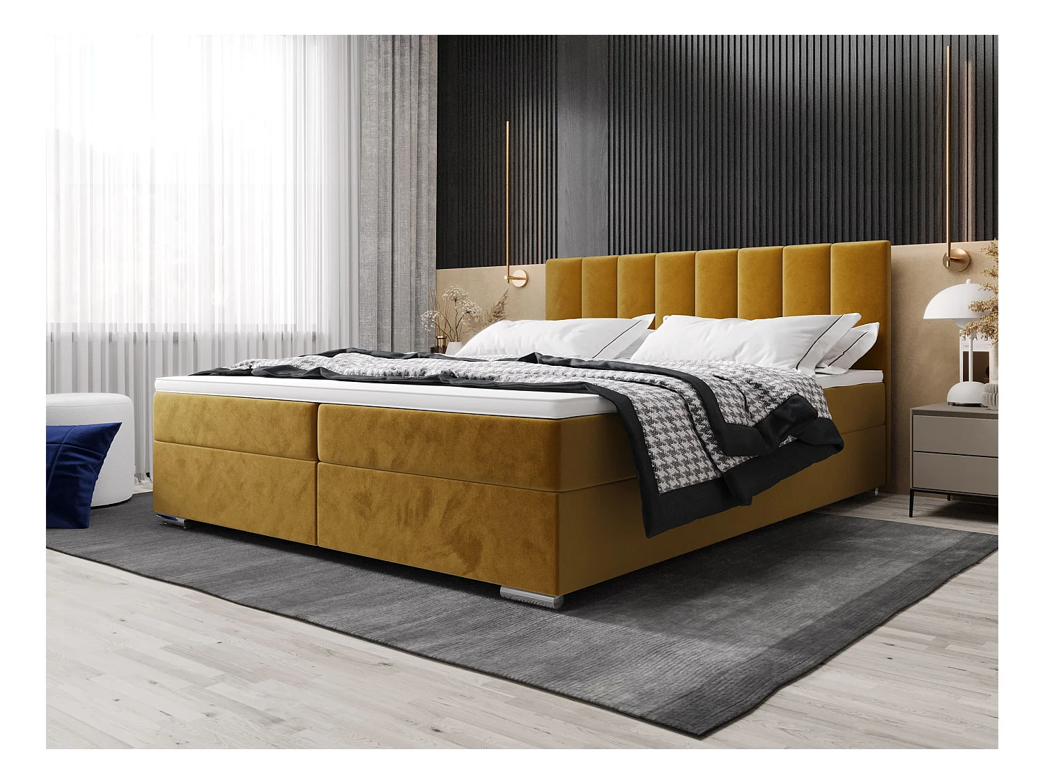 BEDANTE lit à sommier tapissier ZAKO 2 140x200 Itaka 33 Orange lit litkasten