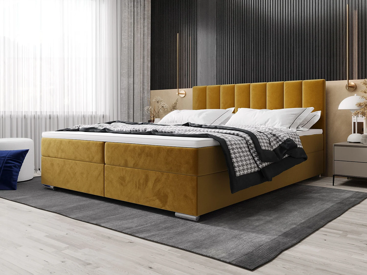 BEDANTE Boxspringbett ZAKO 2 140x200 Itaka 33 Orange Bett Bettkasten Ehebett Hotelbett Topper Matratze Schlafzimmer Stauraum