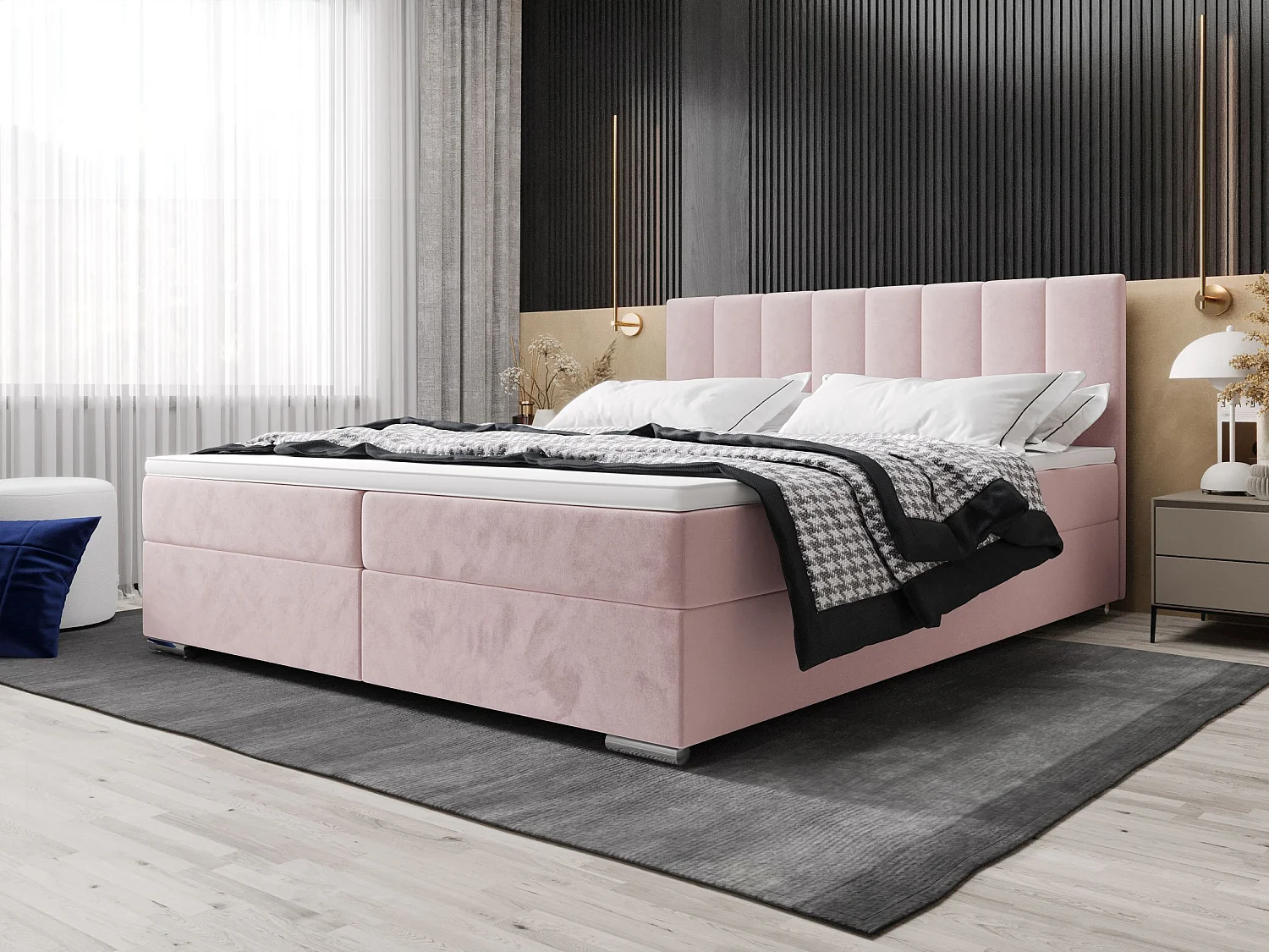 BEDANTE Boxspringbett ZAKO 2 180x200 Itaka 58 Rosa Bett Bettkasten Ehebett Hotelbett Topper Matratze Schlafzimmer Stauraum