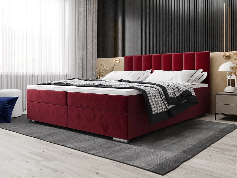 BEDANTE Boxspringbett ZAKO 2 180x200 Itaka 34 Rot Bett Bettkasten Ehebett Hotelbett Topper Matratze Schlafzimmer Stauraum