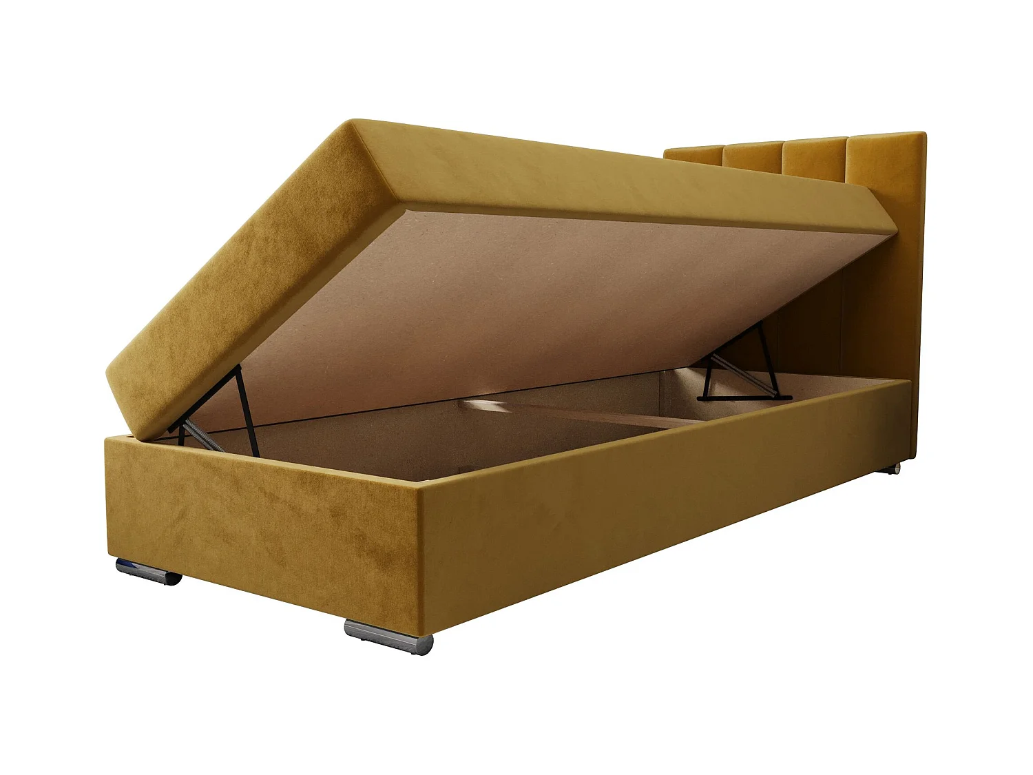BEDANTE Lit boxspring ZAKO 2 90x200 Itaka 33 Orange Lit Ouverture à droite Lit Litkasten