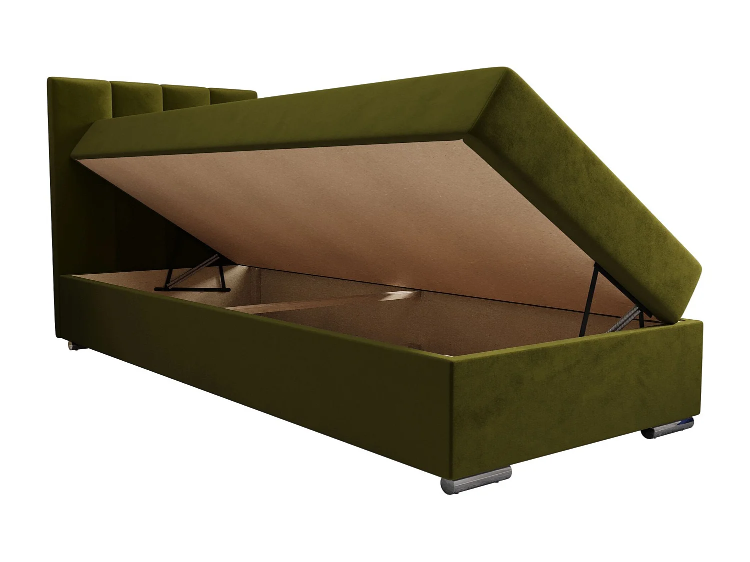 BEDANTE Lit boxspring ZAKO 2 90x200 Itaka 65 Vert Lit Ouverture à gauche Lit Litkasten