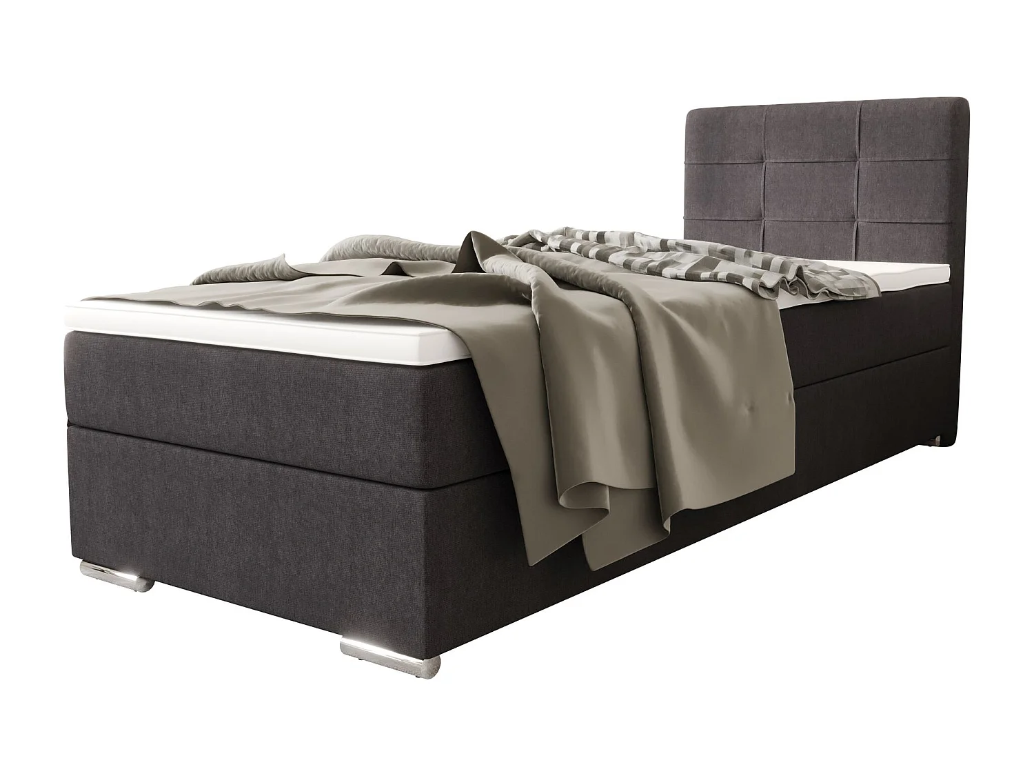 BEDANTE Lit boxspring ZAKO 1 80x200 Cosmic 97 Gris Ouverture à gauche Lit Litkasten
