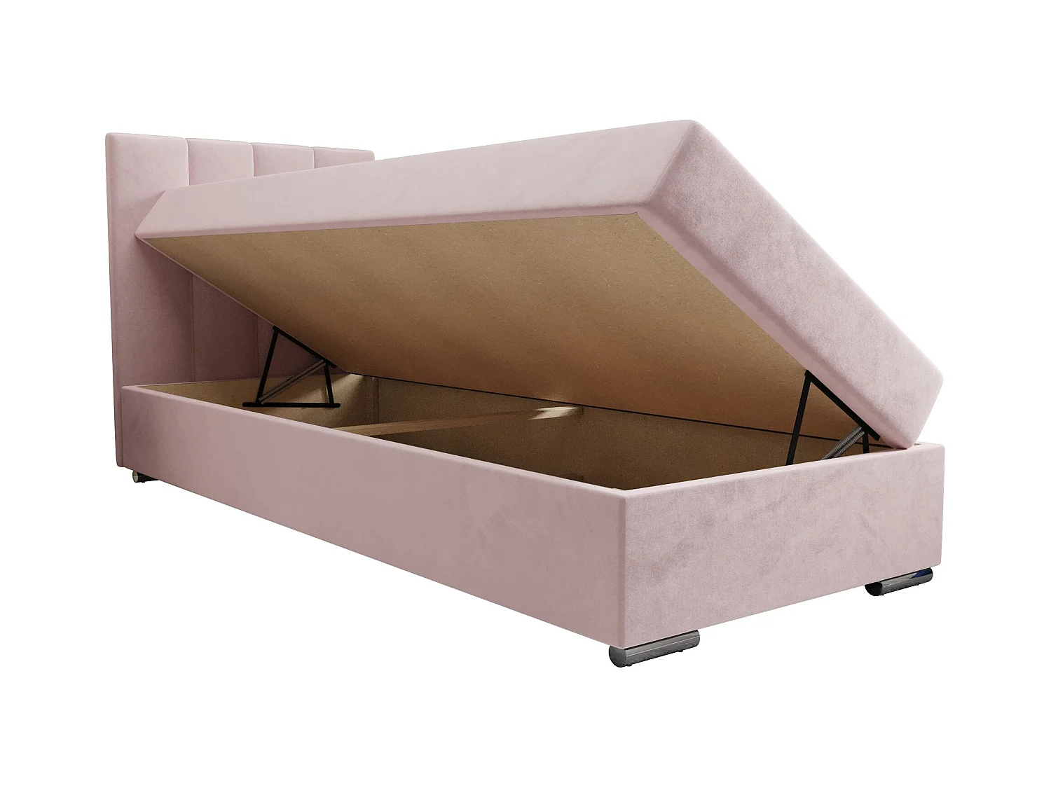 BEDANTE Lit boxspring ZAKO 2 80x200 Itaka 58 Rose Lit Ouverture à gauche Lit Litkasten