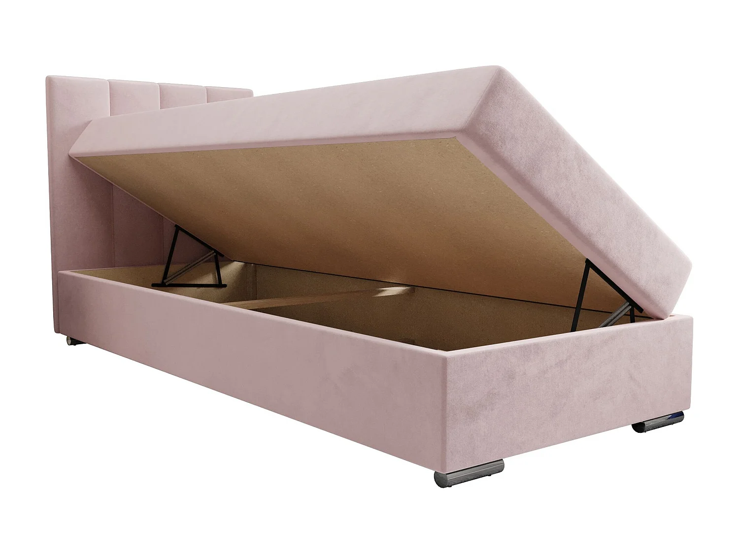 BEDANTE Lit boxspring ZAKO 2 80x200 Itaka 58 Rose Lit Ouverture à gauche Lit Litkasten
