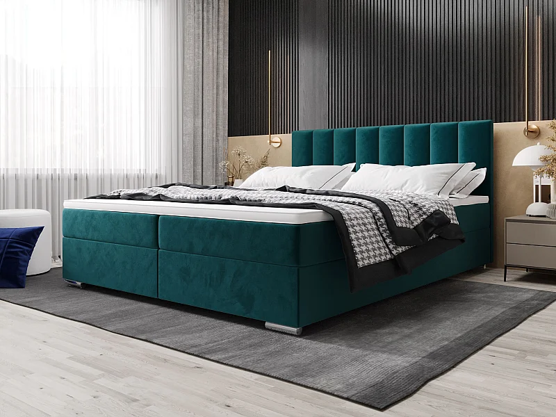 BEDANTE Boxspringbett ZAKO 2 140x200 Itaka 39 Blau Bett Bettkasten Ehebett Hotelbett Topper Matratze Schlafzimmer Stauraum