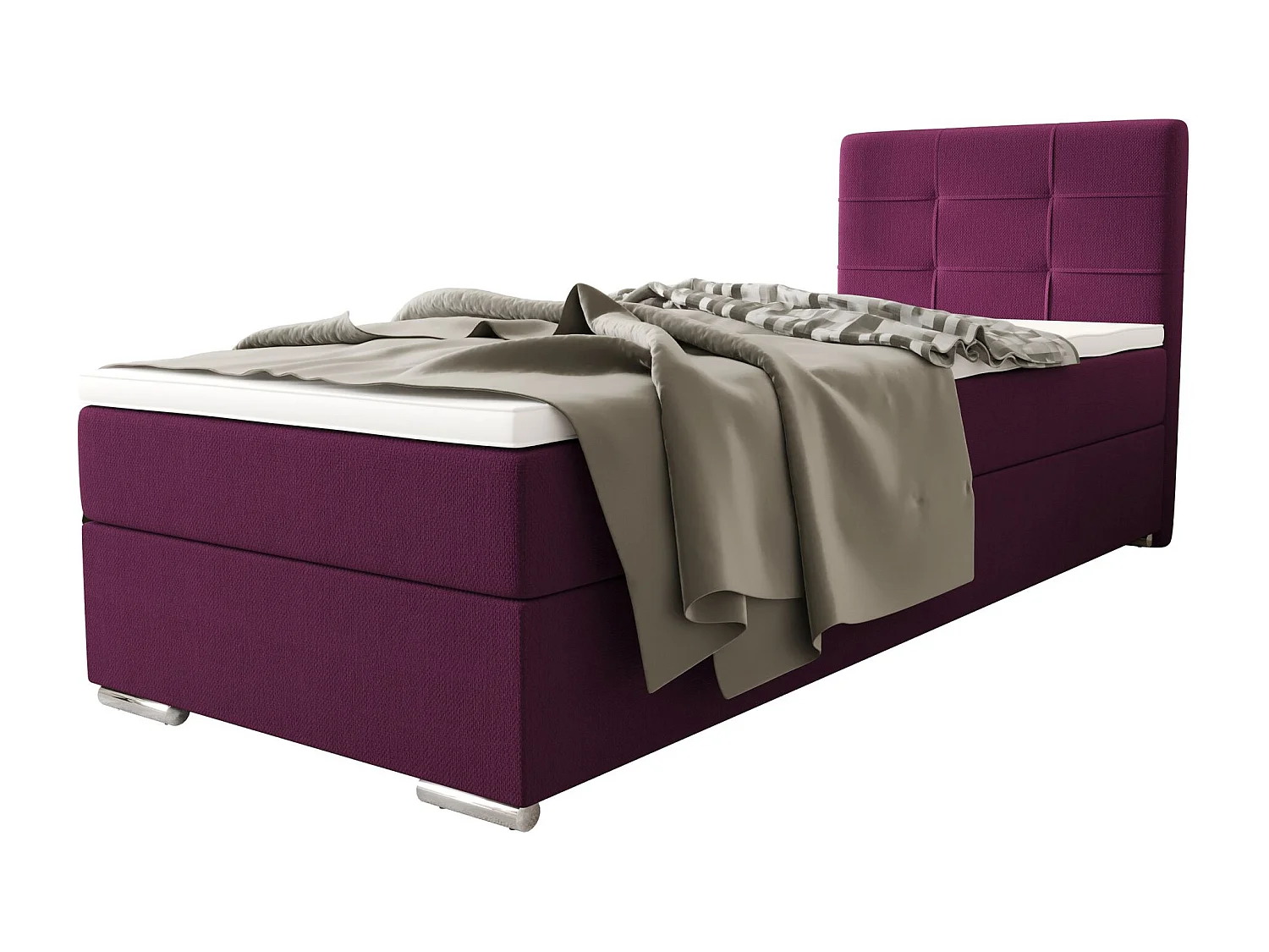 BEDANTE Boxspringbett ZAKO 1 80x200 Cosmic 110 Violett Links Öffnung Bett Bettkasten Einzellbett Hotelbett Topper Matratze Schlafzimmer Stauraum