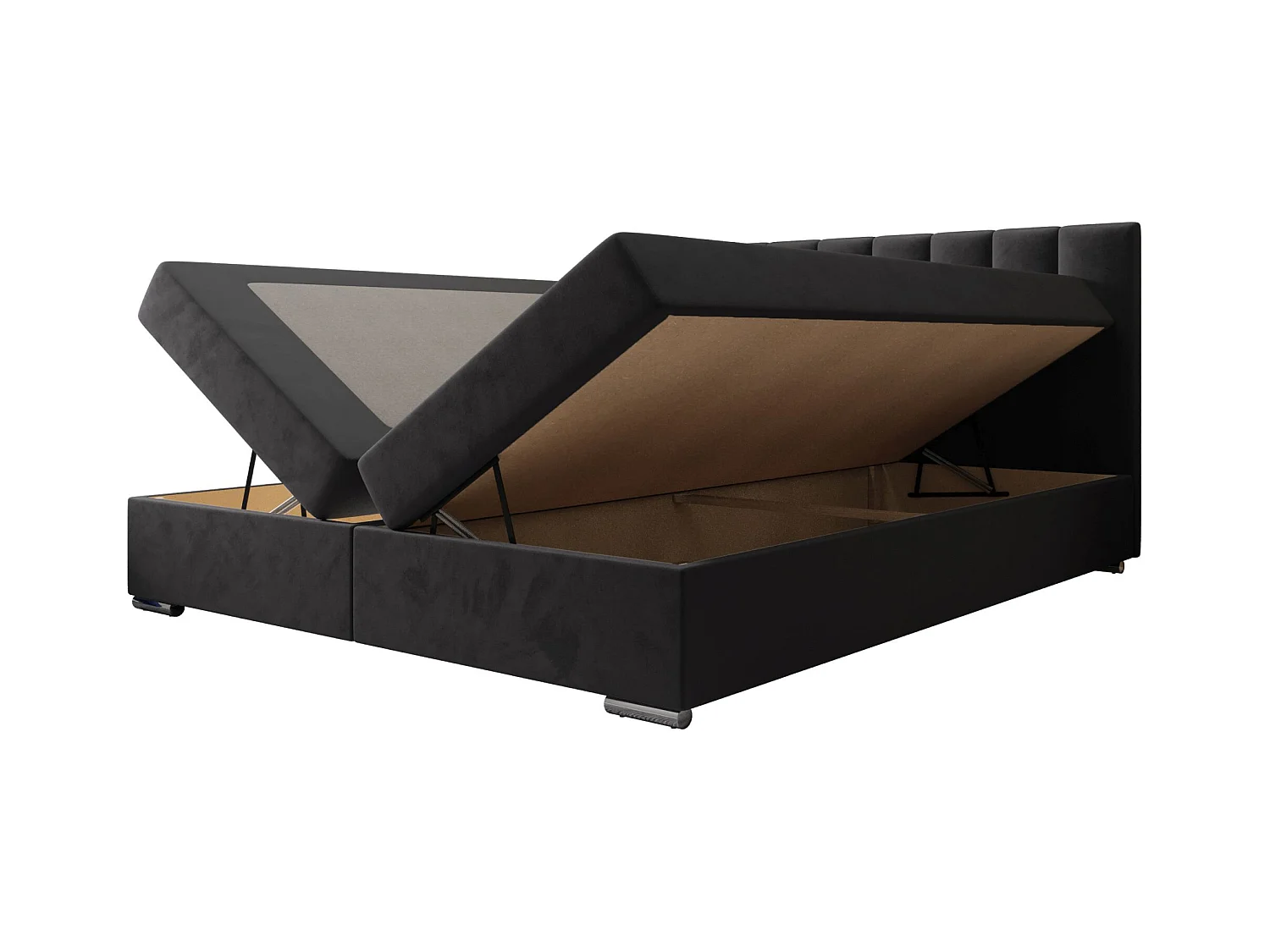 BEDANTE lit à sommier tapissier ZAKO 2 160x200 Itaka 27 Dunkelgrau lit litkasten