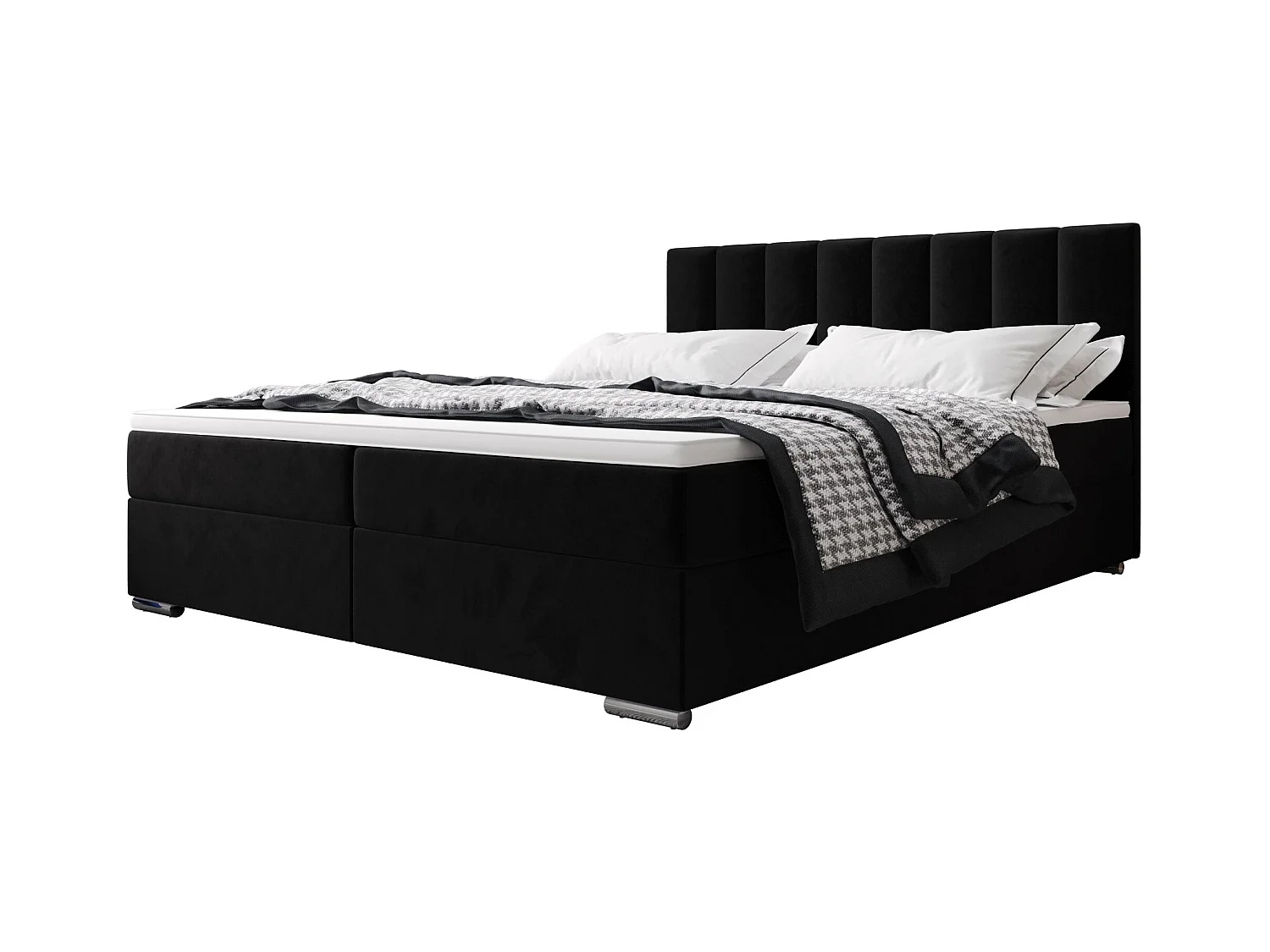 BEDANTE lit à sommier tapissier ZAKO 2 140x200 Itaka 15 Schwarz lit litkasten