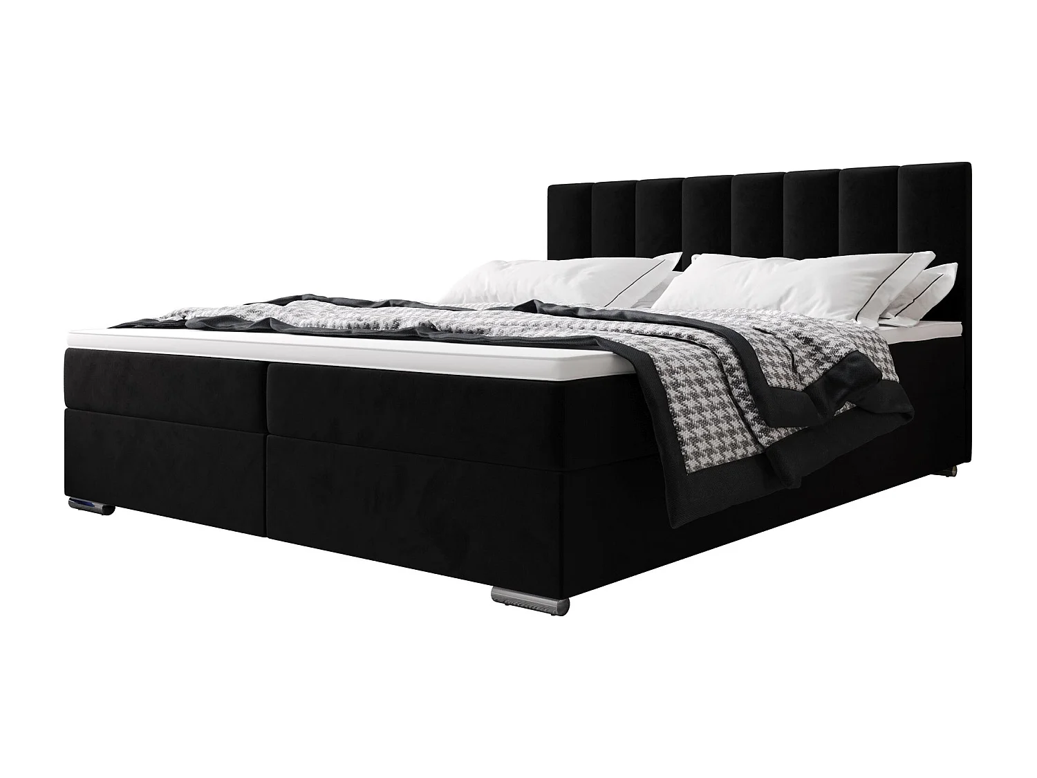 BEDANTE Boxspringbett ZAKO 2 140x200 Itaka 15 Schwarz Bett Bettkasten Ehebett Hotelbett Topper Matratze Schlafzimmer Stauraum