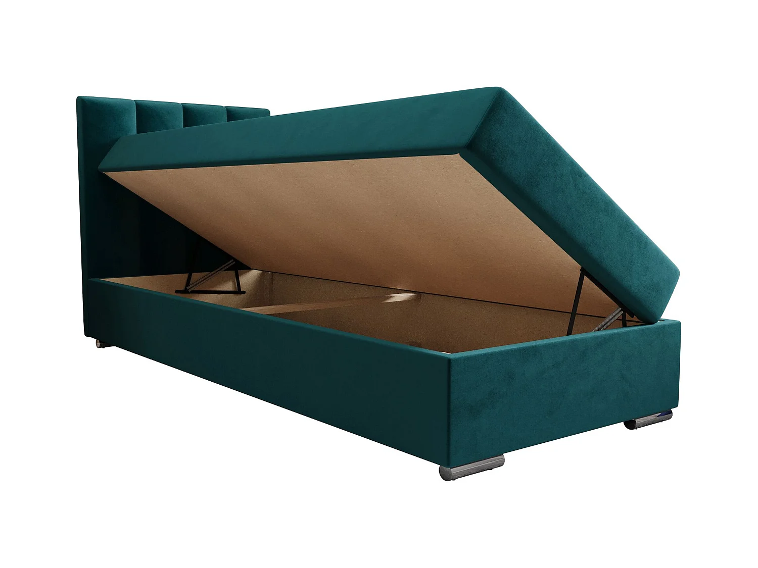 BEDANTE Lit boxspring ZAKO 2 90x200 Itaka 39 Bleu Lit Ouverture à gauche Lit Litkasten