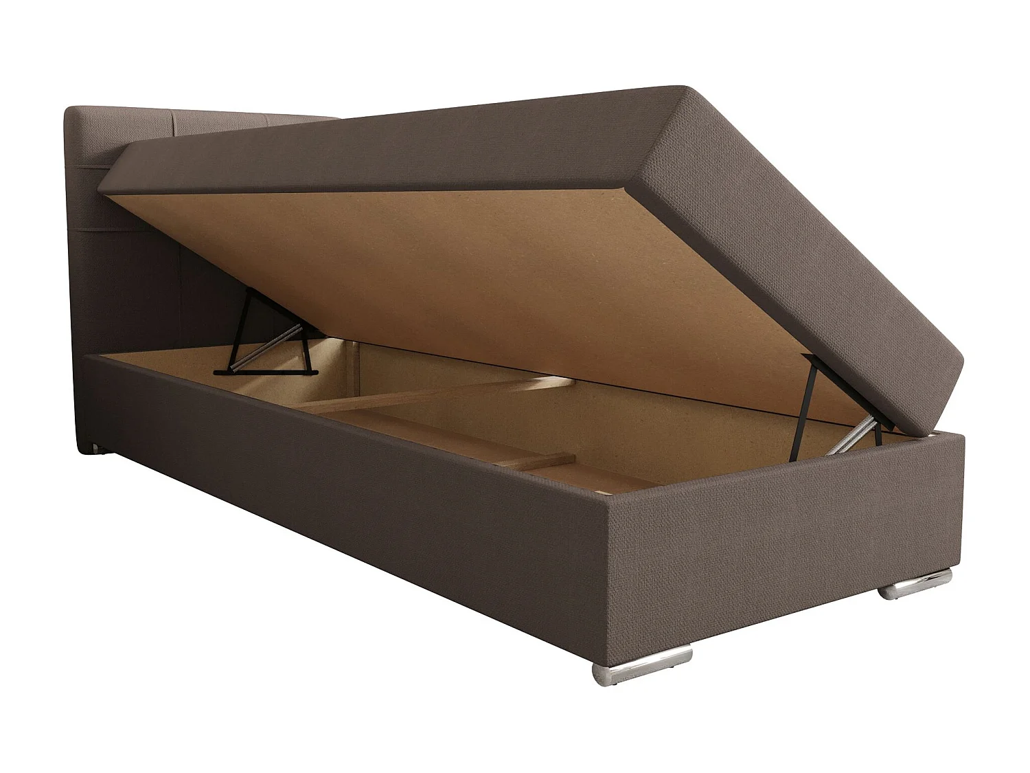 BEDANTE Lit boxspring ZAKO 1 90x200 Cosmic 808 Marron Ouverture à gauche Lit Litkasten