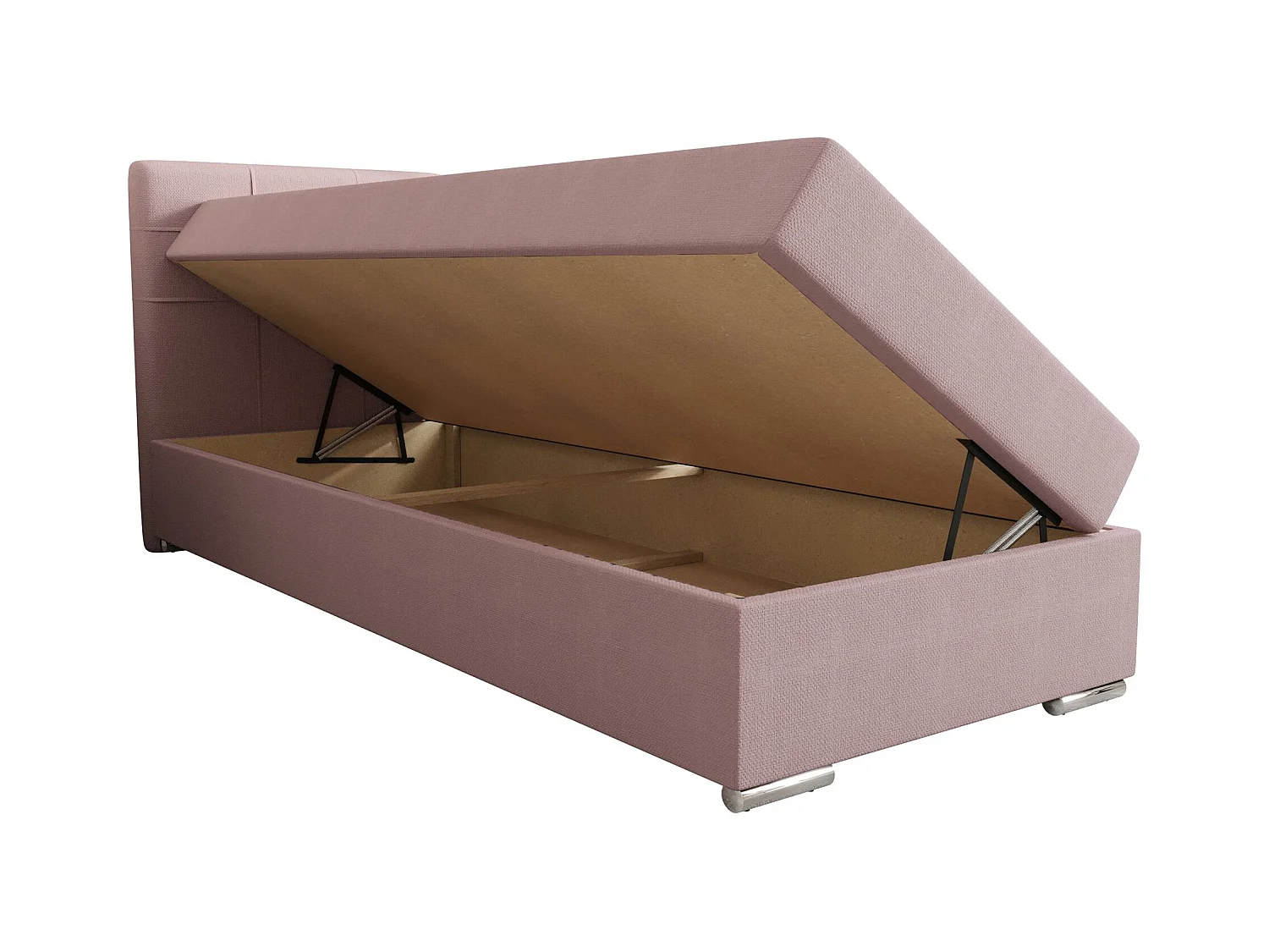 BEDANTE Lit boxspring ZAKO 1 90x200 Cosmic 14 Rose Ouverture à gauche Lit Litkasten