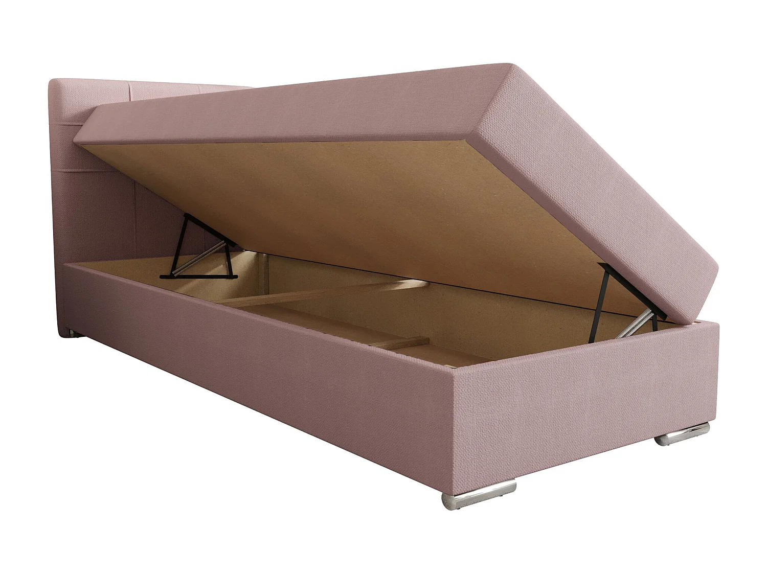 BEDANTE Lit boxspring ZAKO 1 90x200 Cosmic 14 Rose Ouverture à gauche Lit Litkasten