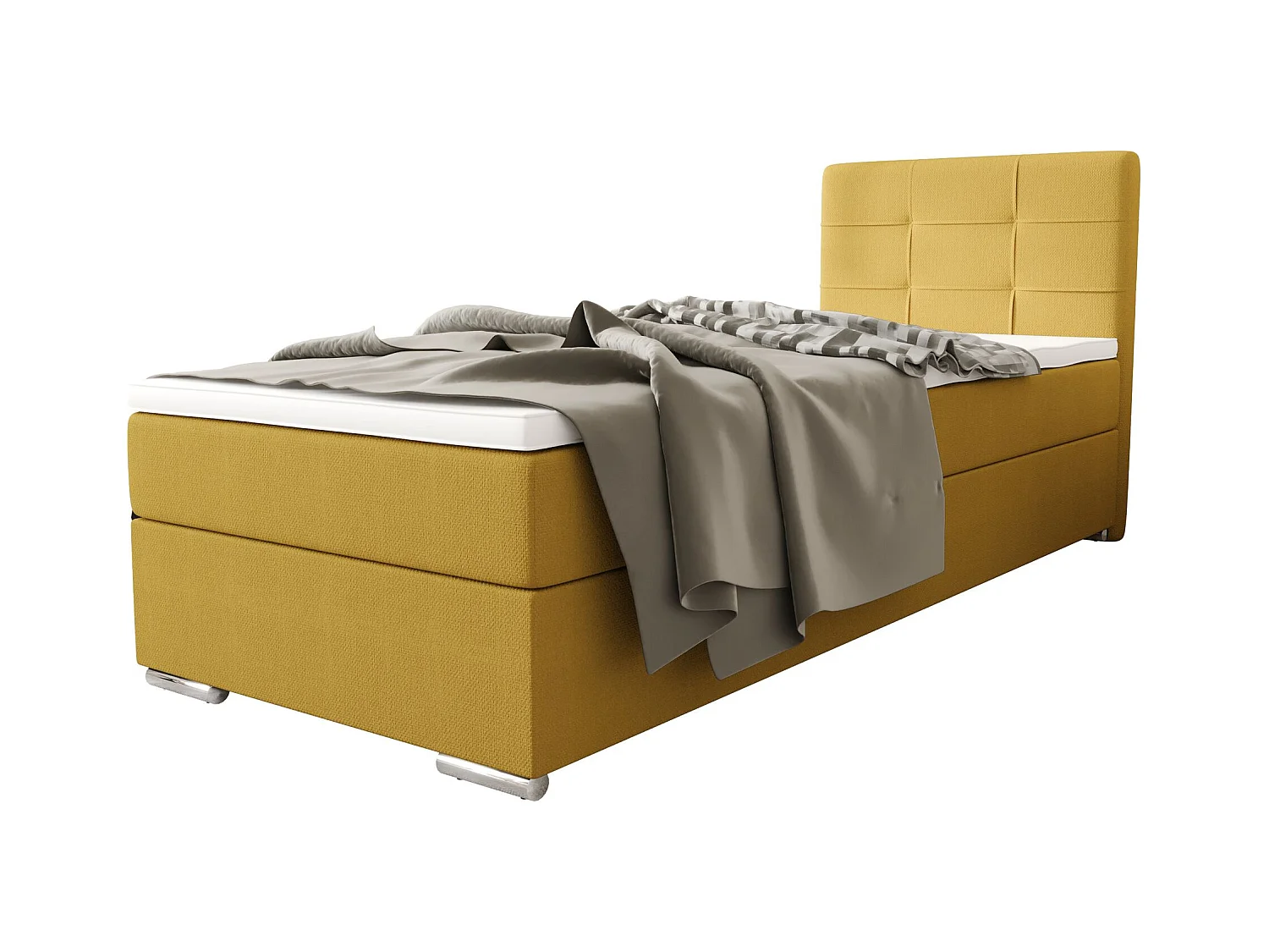 BEDANTE Boxspringbett ZILANO1 80x200 Cosmic 120 Gelb Links Öffnung Bett Bettkasten Einzellbett Hotelbett Topper Matratze Schlafzimmer Stauraum